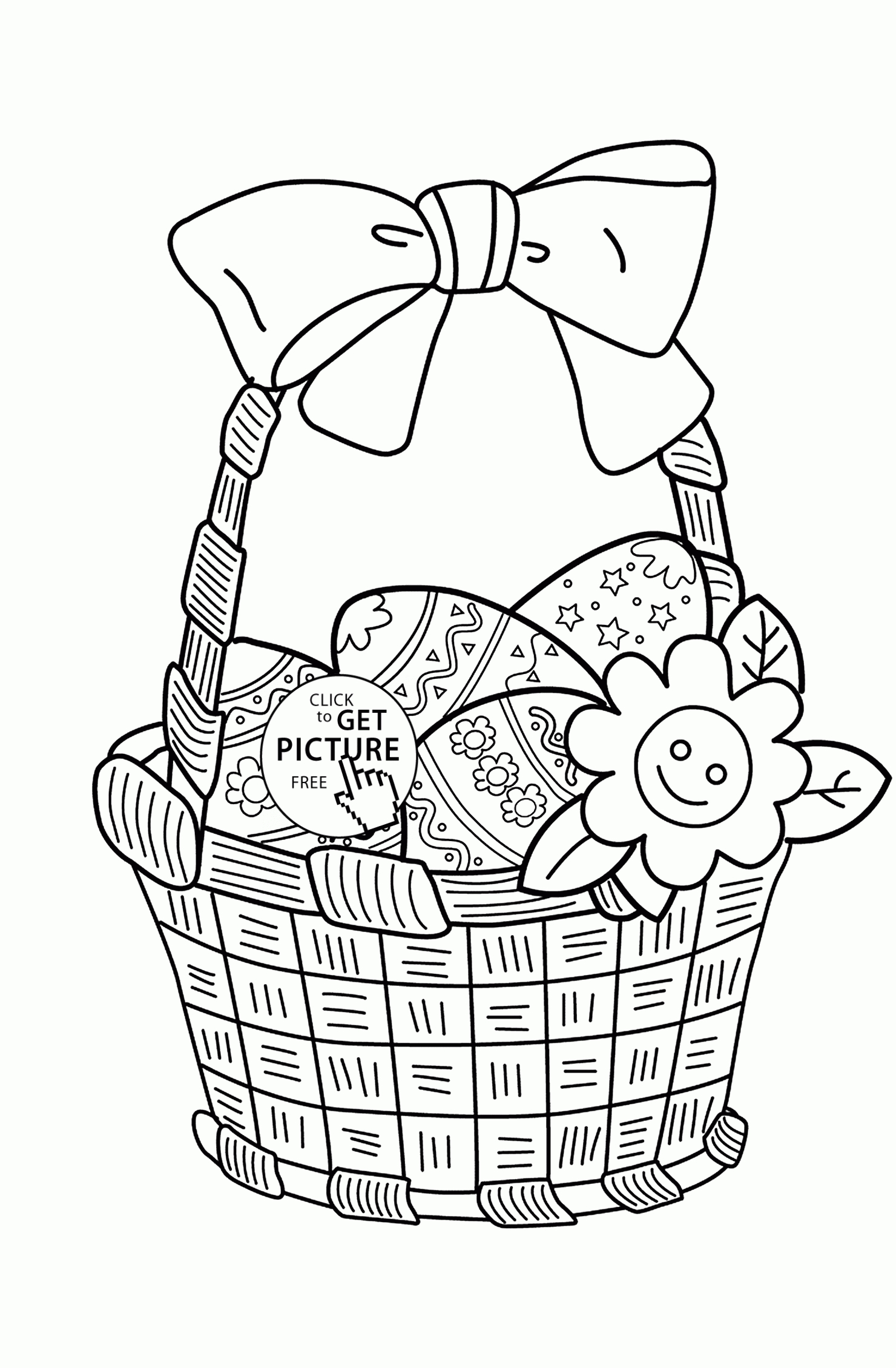 Easter Basket Coloring Page For Kids, Coloring Pages Printables Free - Free Printable Coloring Pages Easter Basket