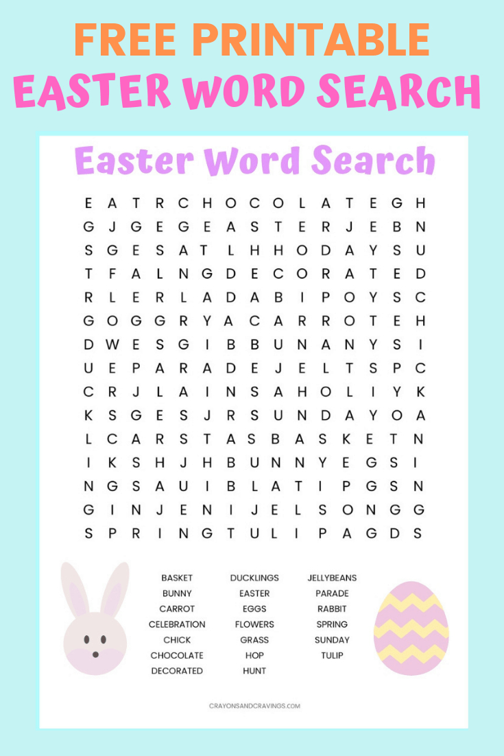 Easter Word Search Free Printable Worksheet For Kids - Free Printable Easter Puzzles For Adults