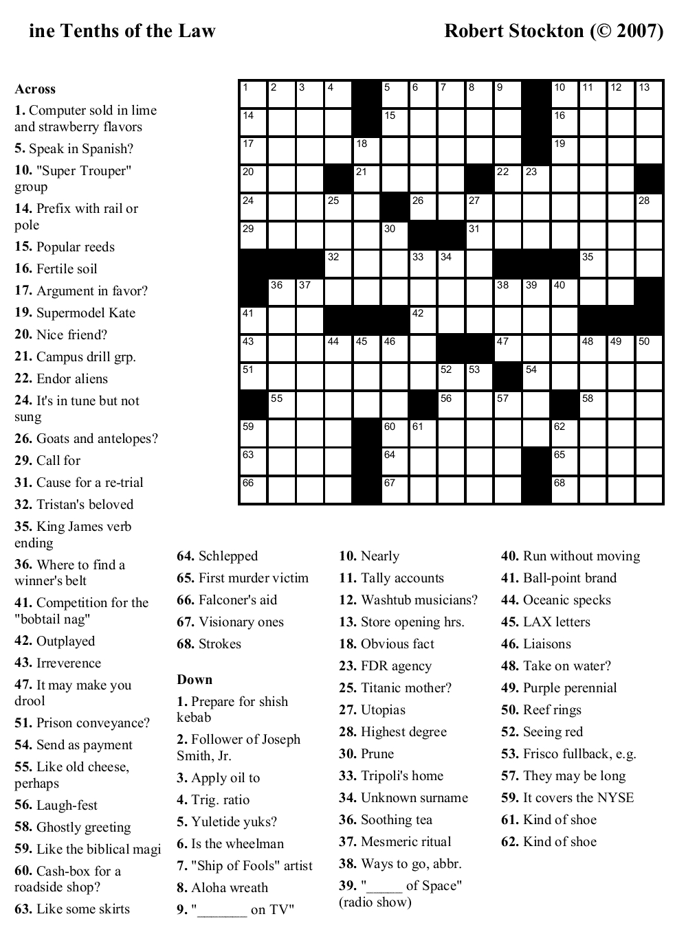 Easy Printable Crossword Puzzels - Infocap Ltd. - Free Online Printable Crossword Puzzles