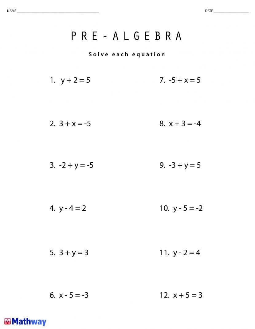 Eighth Grade Pre Algebra Worksheets | Ed-Natural - Free Printable 8Th Grade Algebra Worksheets
