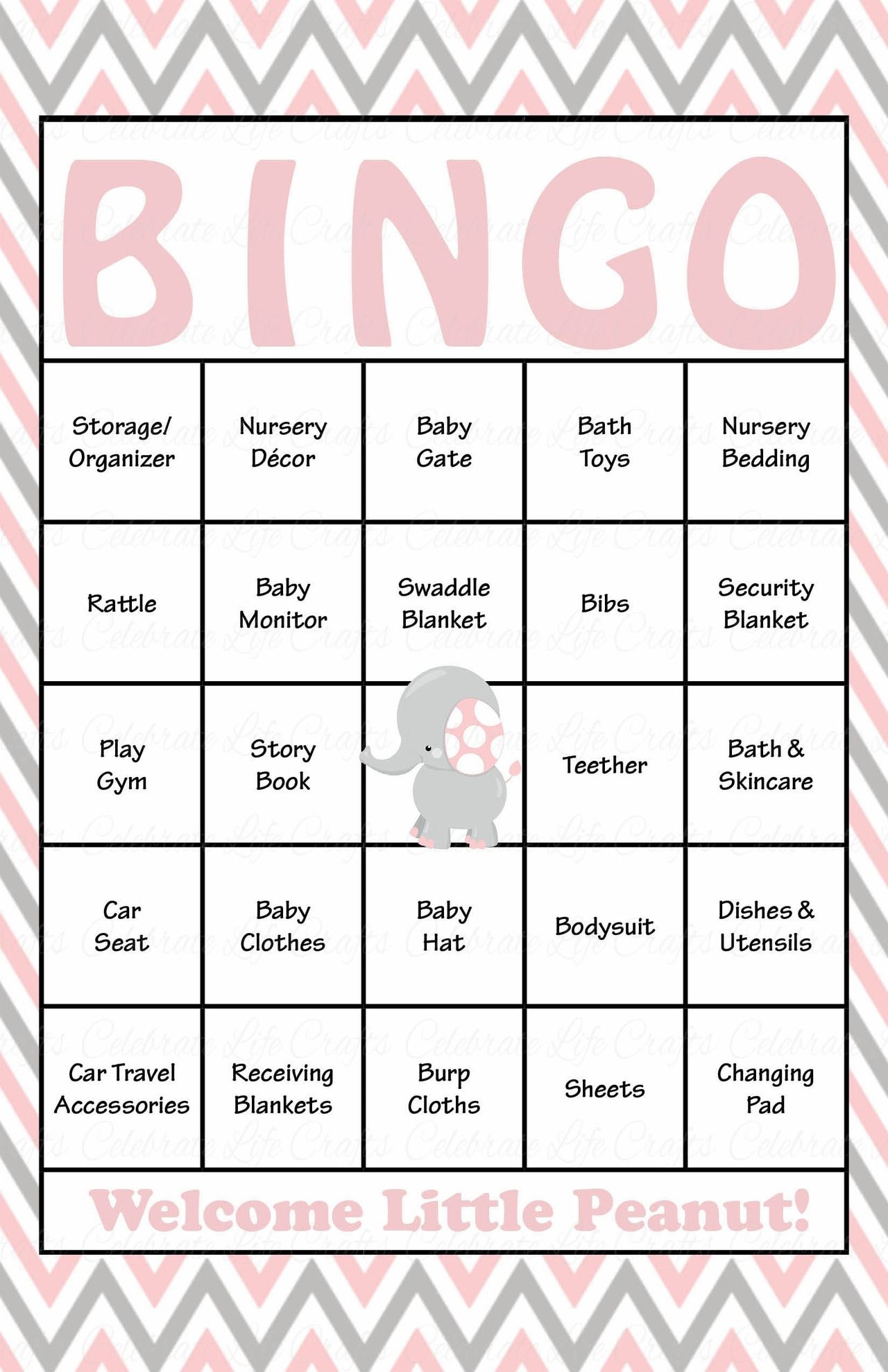 Elephant Baby Shower - Baby Bingo Cards - Printable Download - Baby - Baby Bingo Free Printable