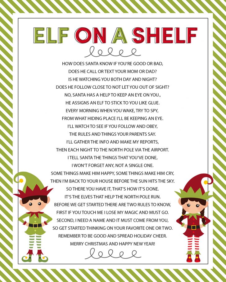 Free Printable Elf On The Shelf Story