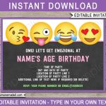 Emoji Party Invitations Template | Printable Emoji Theme Invite   Emoji Invitations Printable Free