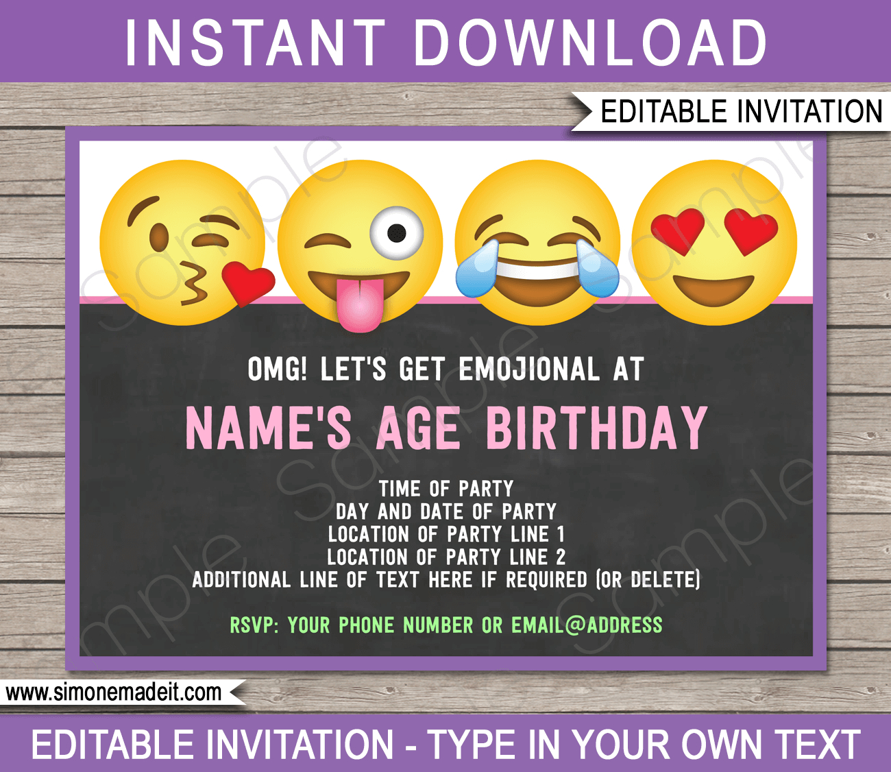 Emoji Party Invitations Template | Printable Emoji Theme Invite - Free Printable Emoji B Day Invites