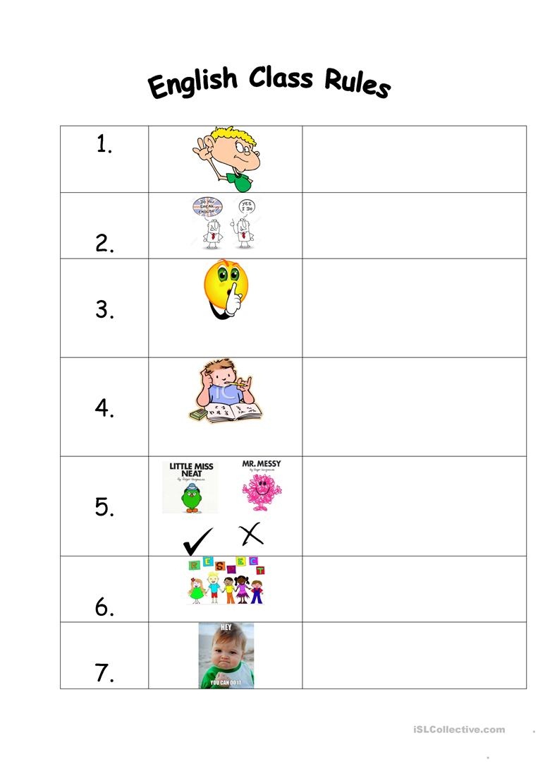 English Class Rules Worksheet - Free Esl Printable Worksheets Made - Free Printable Classroom Rules Worksheets