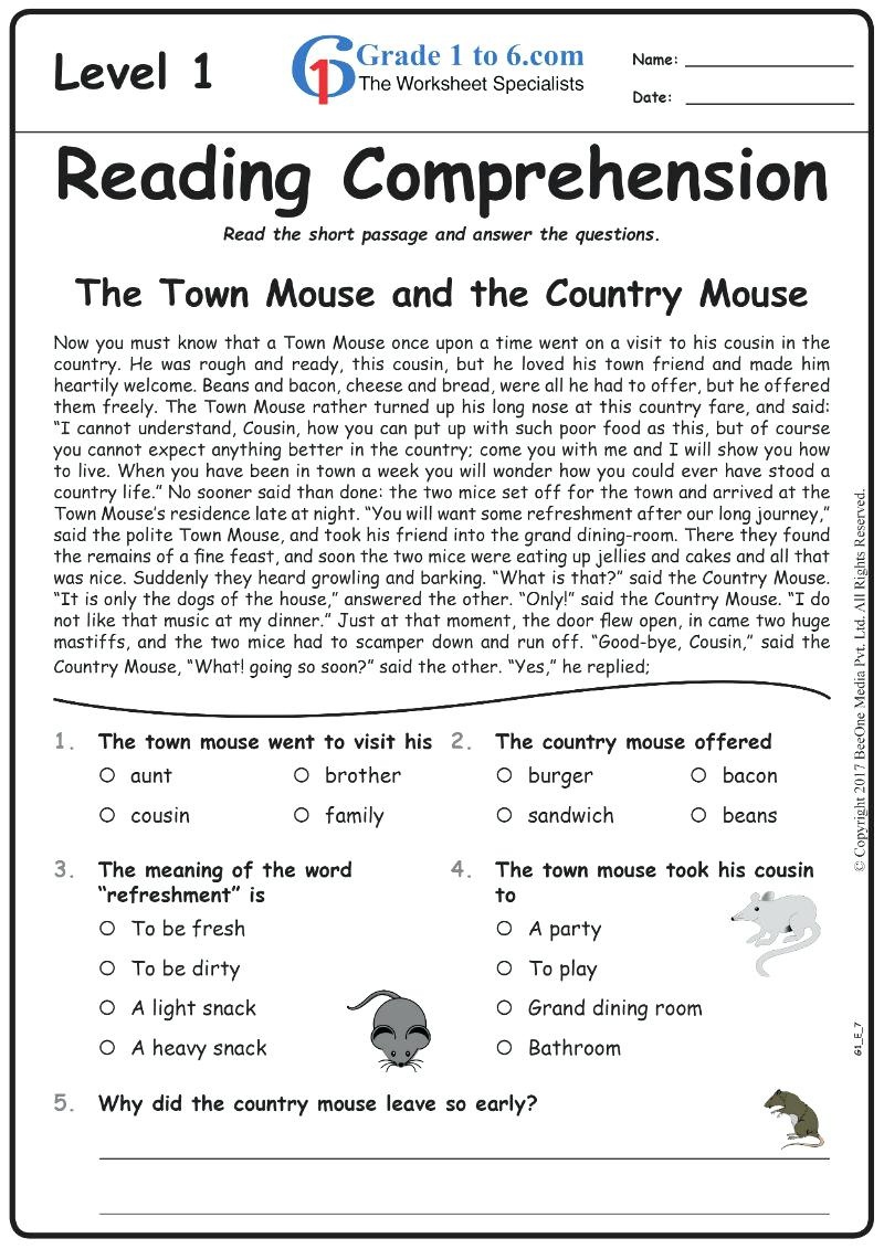 Free Printable English Comprehension Worksheets For Grade 4 Free Printable