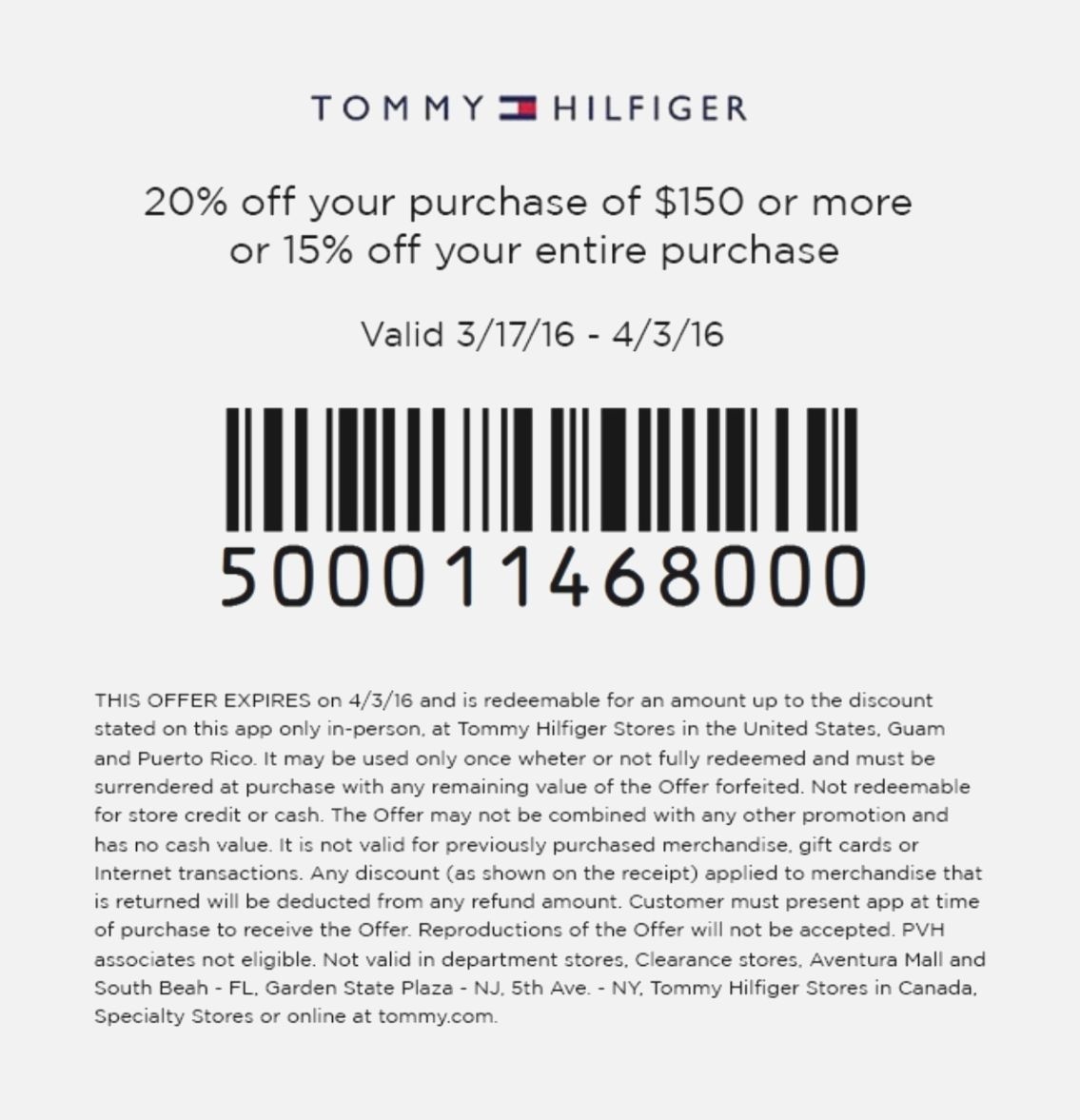 Tommy Hilfiger Printable Coupons