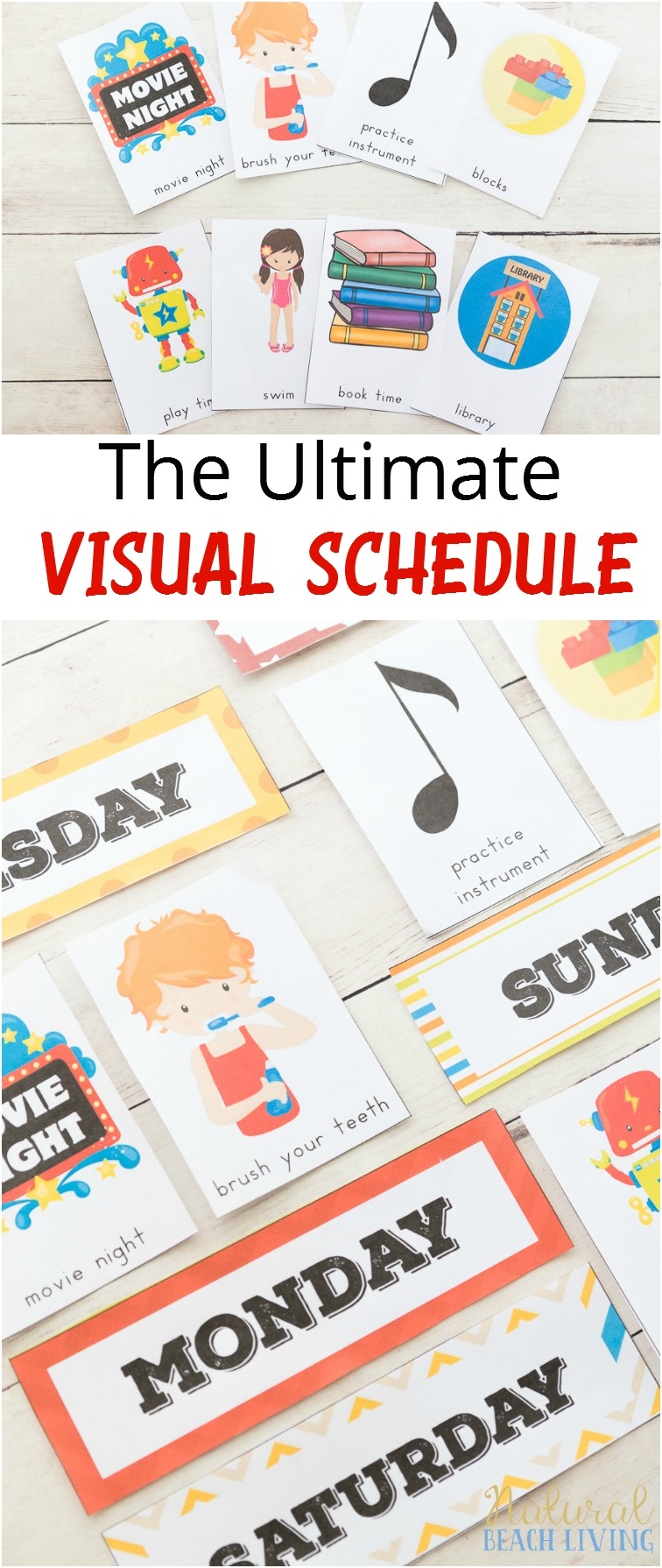 Extra Daily Visual Schedule Cards Free Printables - Natural Beach Living - Free Printable Picture Schedule Cards