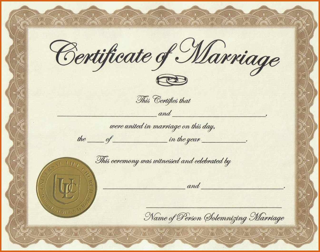 Fake Wedding Certificate | Printable Birthday Certificates - Fake Marriage Certificate Printable Free