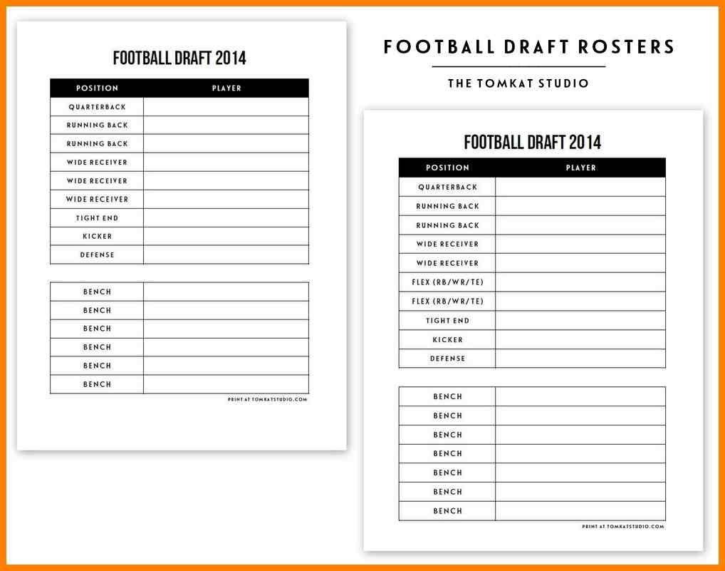 Fantasy Football Draft Sheets Printable Free Free Printable