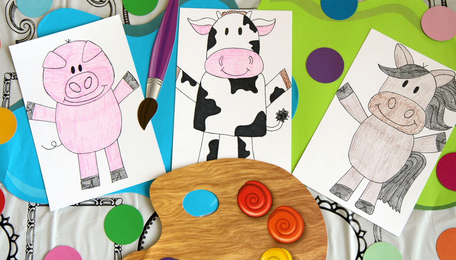 Farm Animal Directed Drawings | Fun365 - Free Printable Farm Animal Cutouts