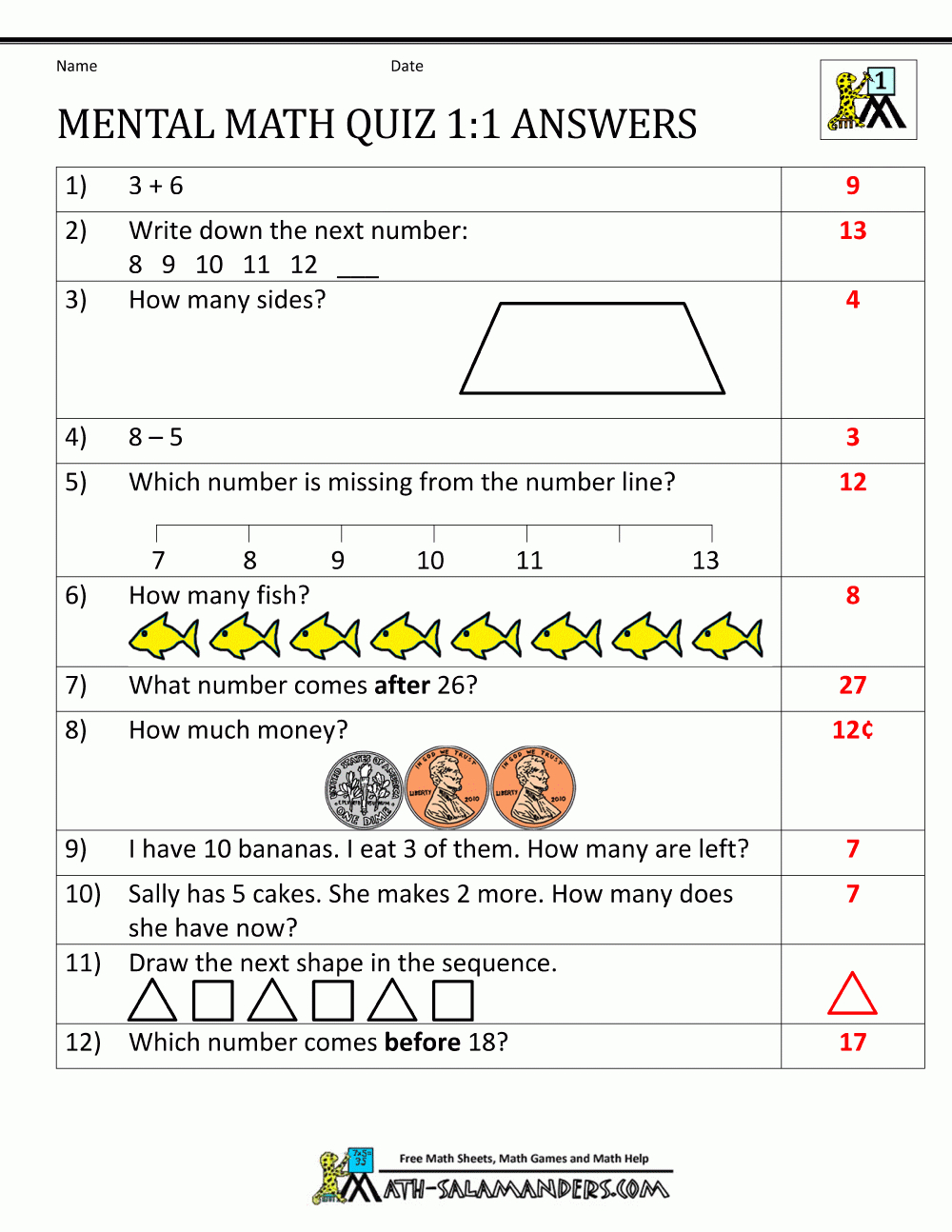 First Grade Mental Math Worksheets - Free Printable First Grade Math Worksheets