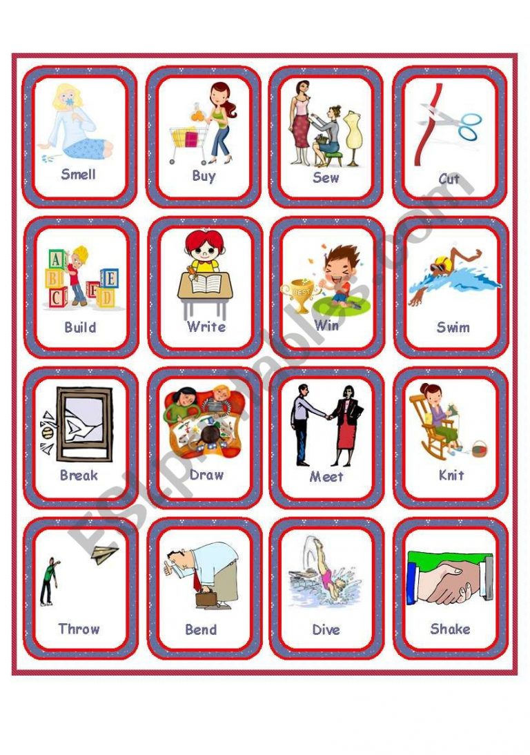 Flashcards - Irregular Verbs - Set 2 - Esl Worksheetanna P - Irregular ...