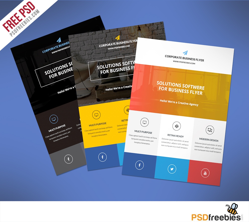 Flat Clean Corporate Business Flyer Free Psd | Psdfreebies - Free Printable Flyer Maker