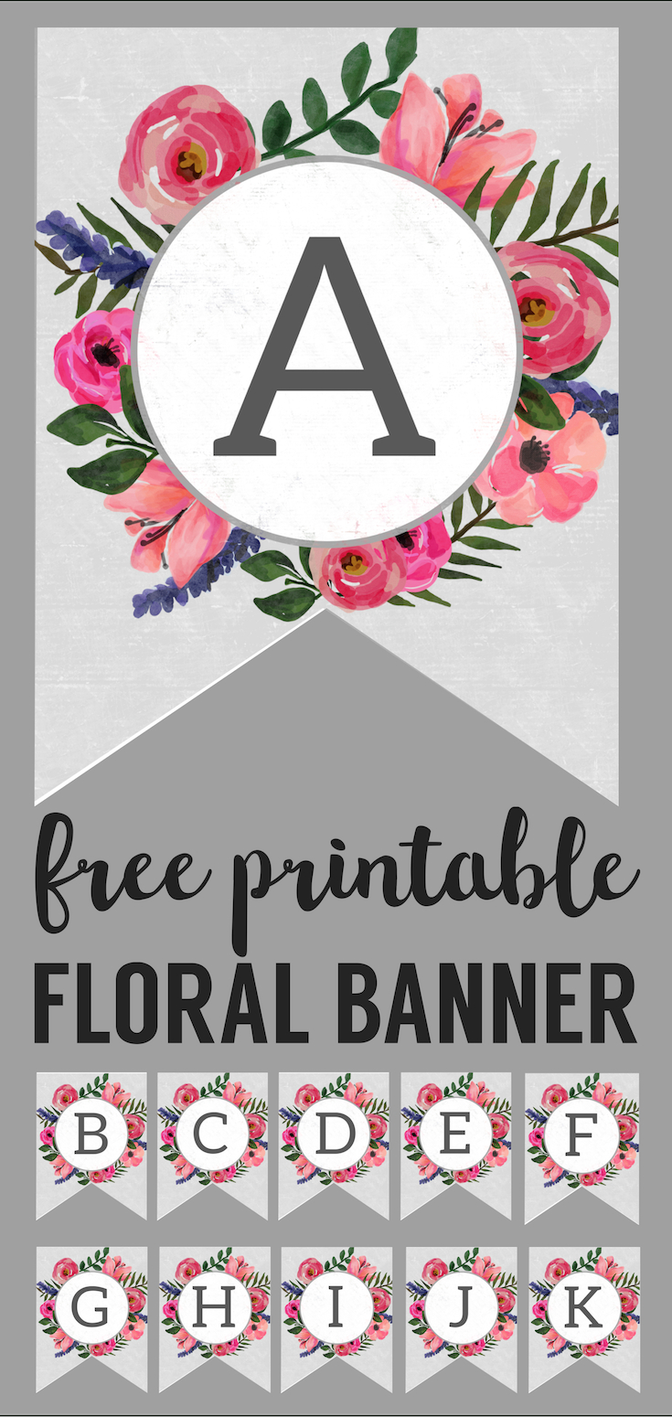Floral Alphabet Banner Letters Free Printable | Printable Tags - Free Printable Flower Letters