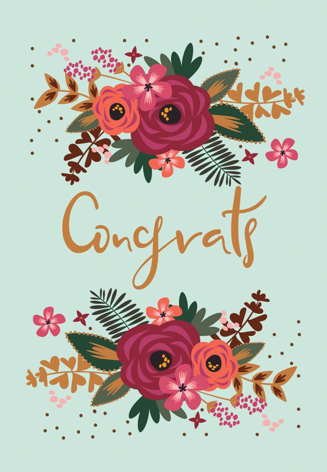 Floral Congrats - Free Printable Wedding Congratulations Card - Free Printable Wedding Congratulations Greeting Cards