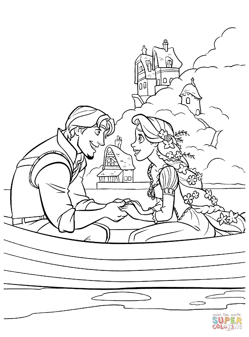 Flynn Rider And Rapunzel Coloring Page | Free Printable Coloring Pages - Free Printable Tangled