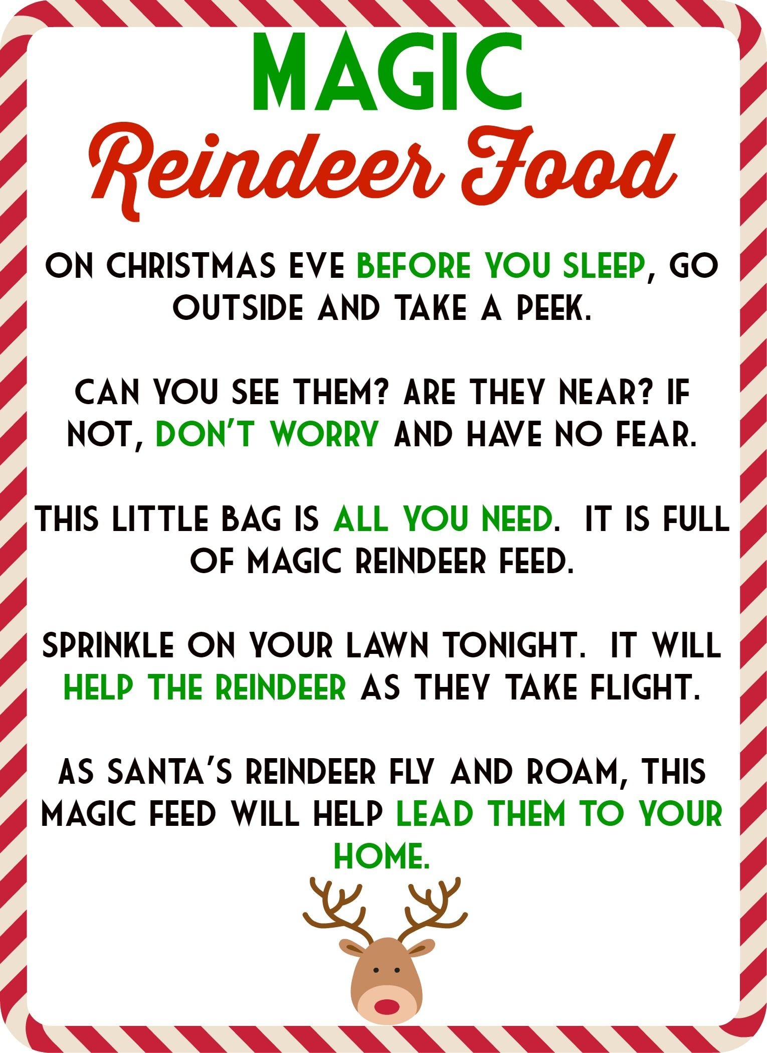 Food Recipes On | Kids | Magic Reindeer Food, Reindeer Food - Reindeer Food Poem Free Printable