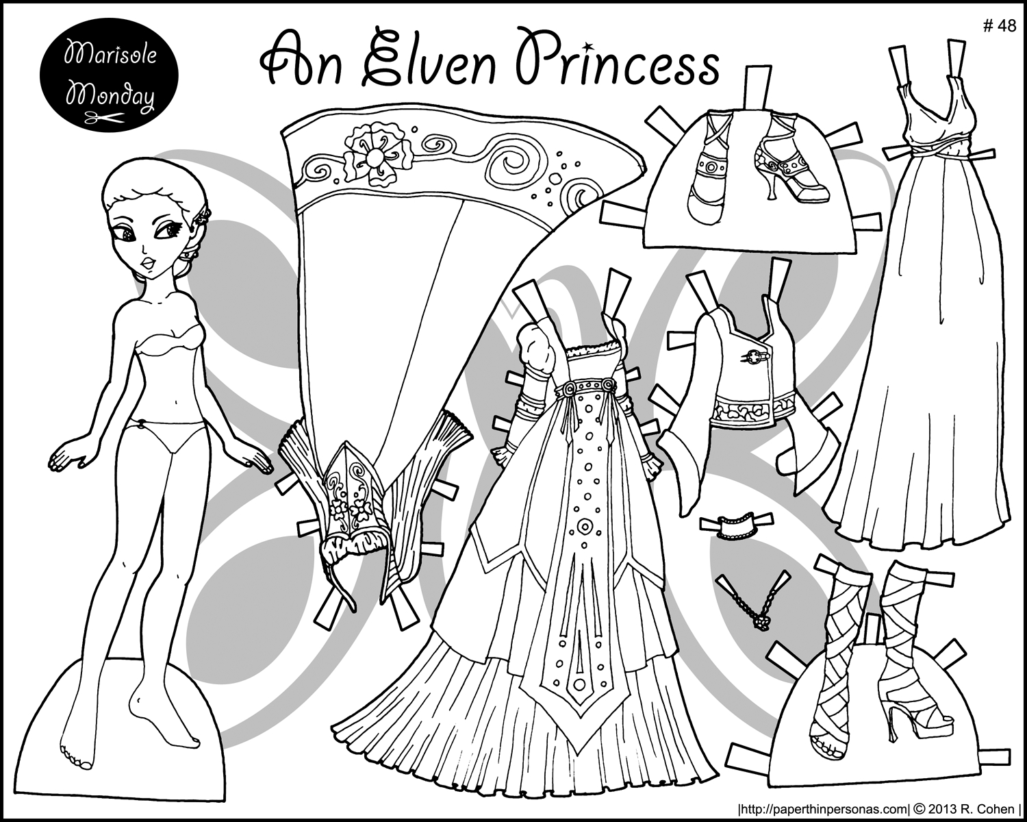 Four Princess Coloring Pages To Print &amp;amp; Dress | Templates And - Free Printable Paper Doll Coloring Pages