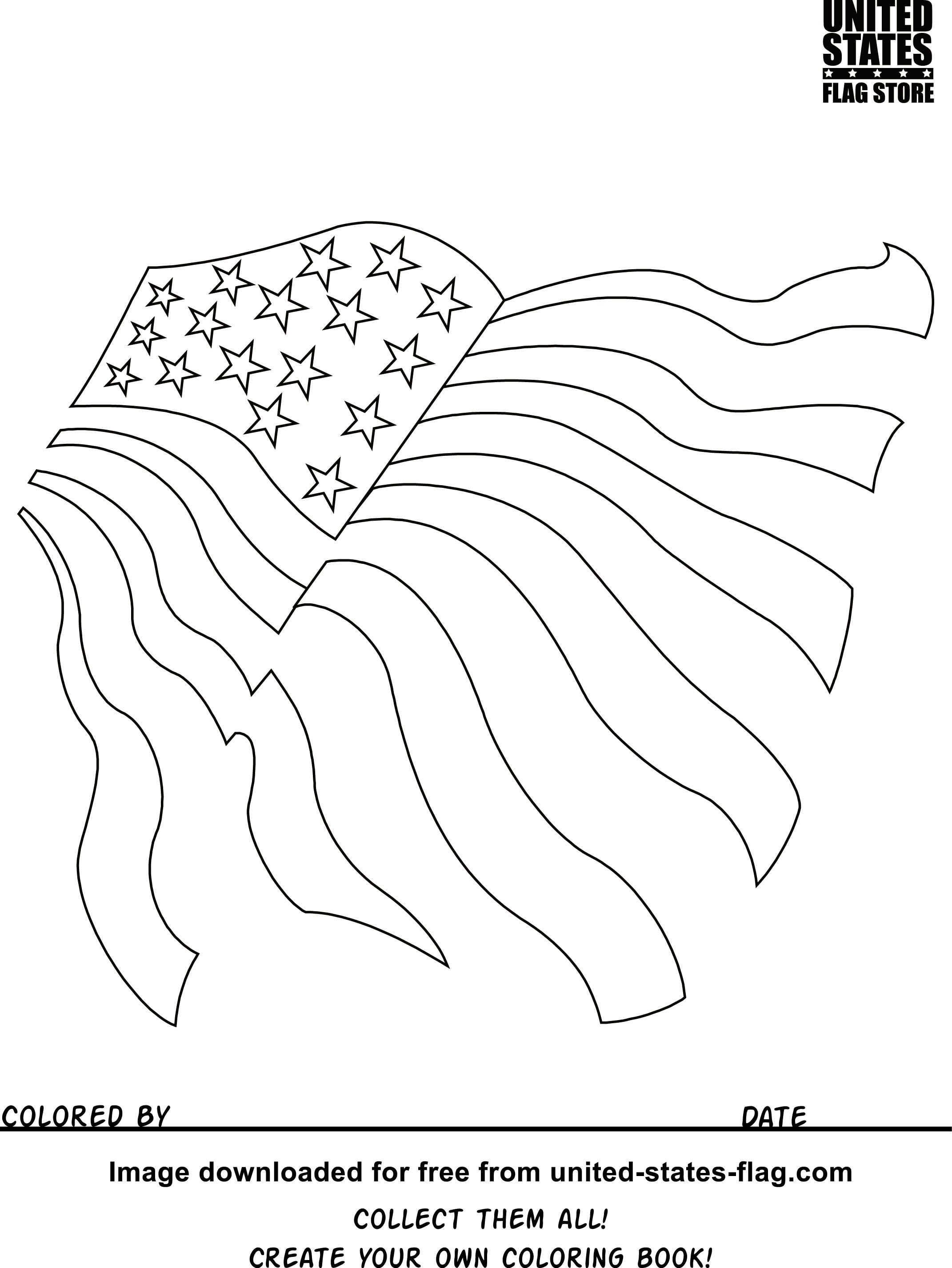 Free American Flag Coloring Pages - Free Printable American Flag Coloring Page