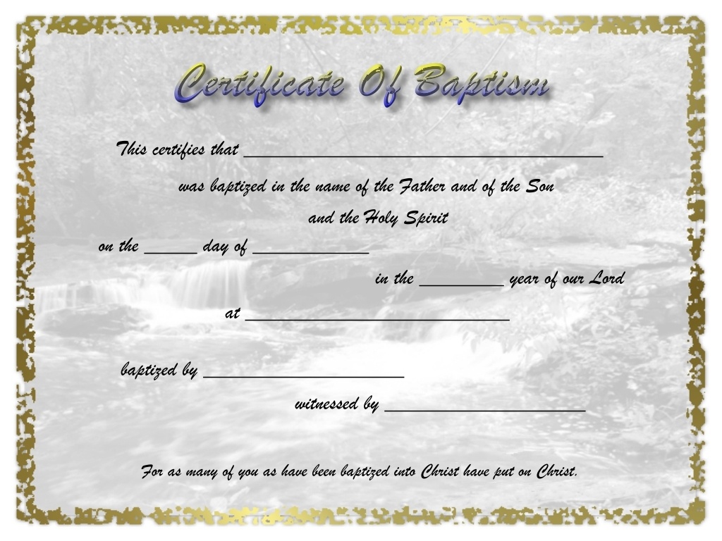Free Baptism Certificate - Free Online Printable Baptism Certificates