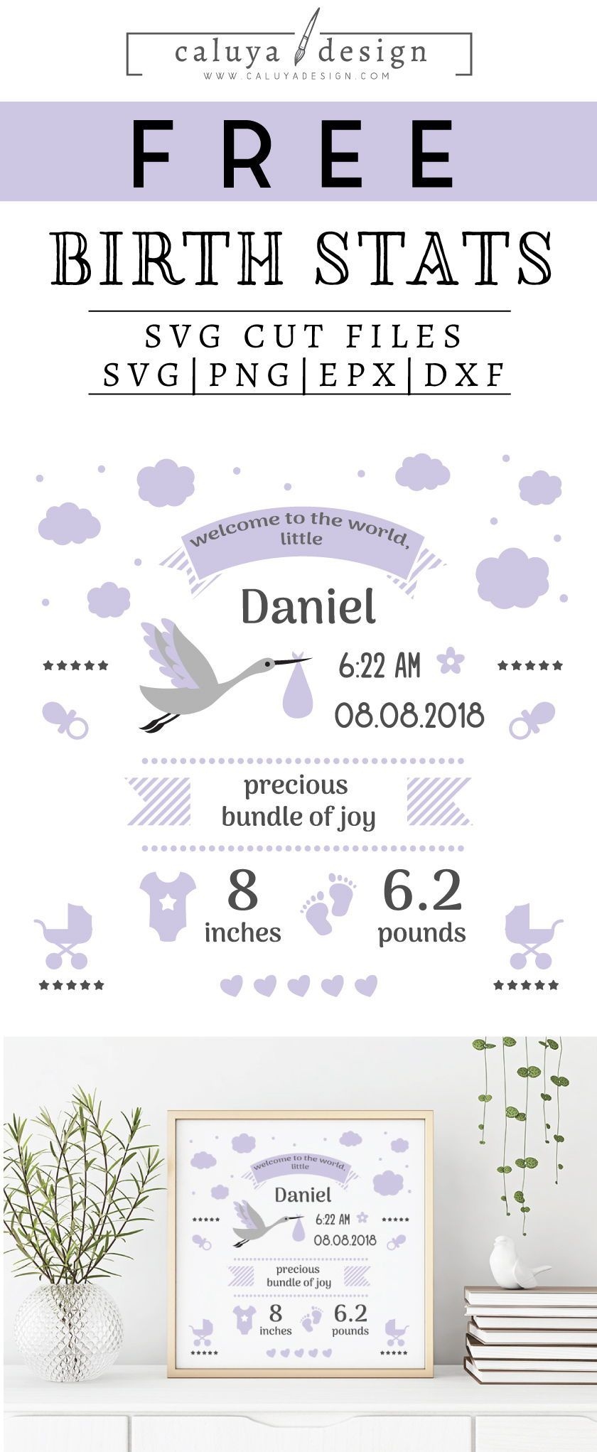 Free Birth Stats Board Svg, Png, Eps &amp;amp; Dxf| My Sanity Hobbies - Free Birth Announcements Printable