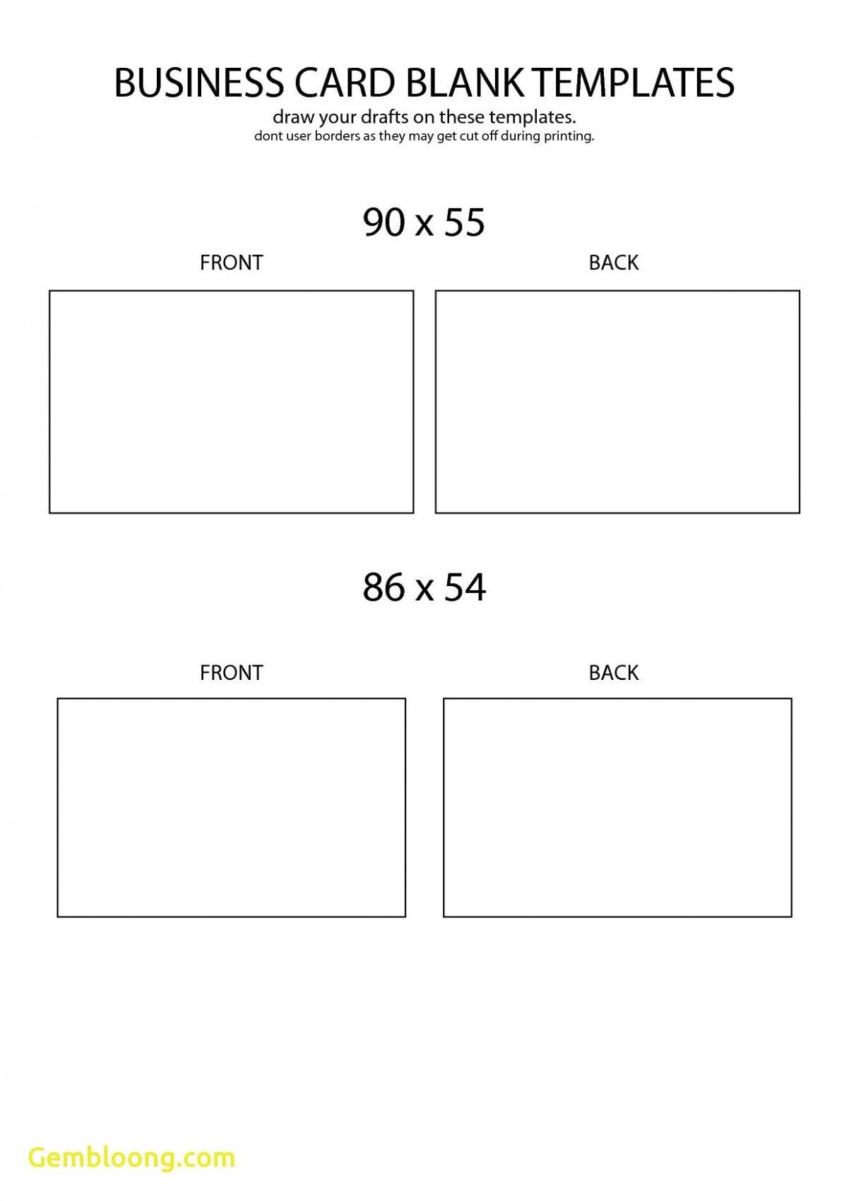Free Blank Business Card Template Front And Back Design | Business - Free Printable Blank Business Cards