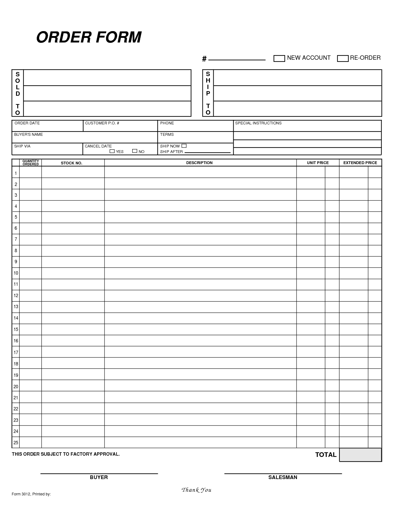Free Blank Order Form Template | Yummy | Order Form Template, Order - Free Printable Order Forms