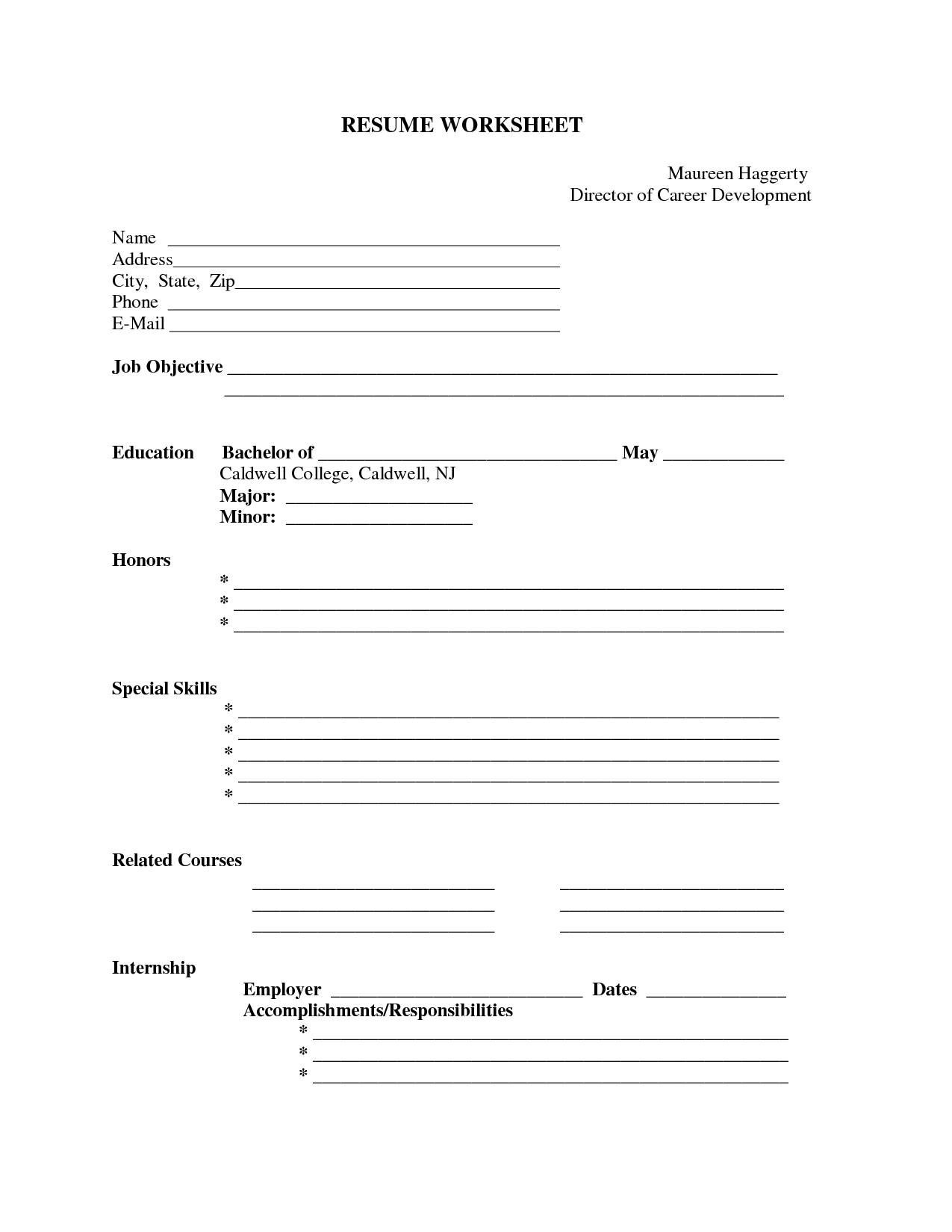 Free Blank Resume - Kaza.psstech.co - Free Blank Resume Forms Printable