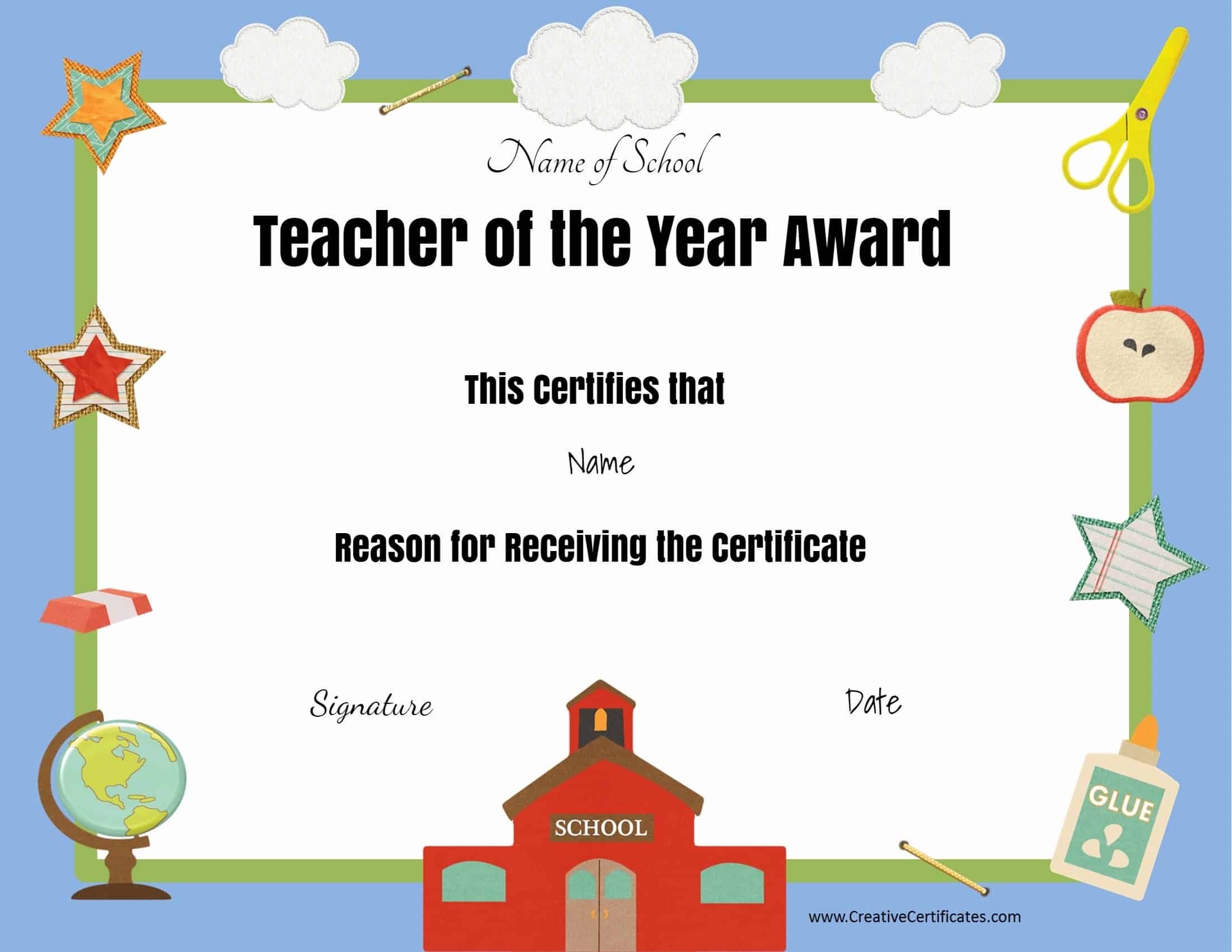 Free Certificate Of Appreciation For Teachers | Customize Online - Free Printable Certificates For Teachers