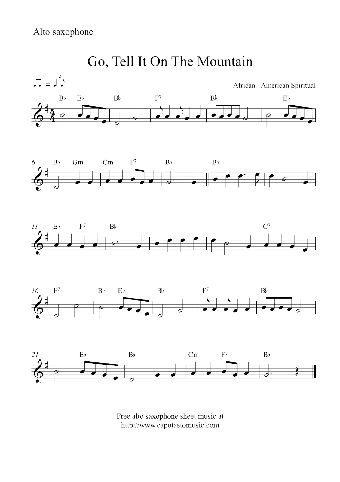 Free Printable Alto Saxophone Sheet Music