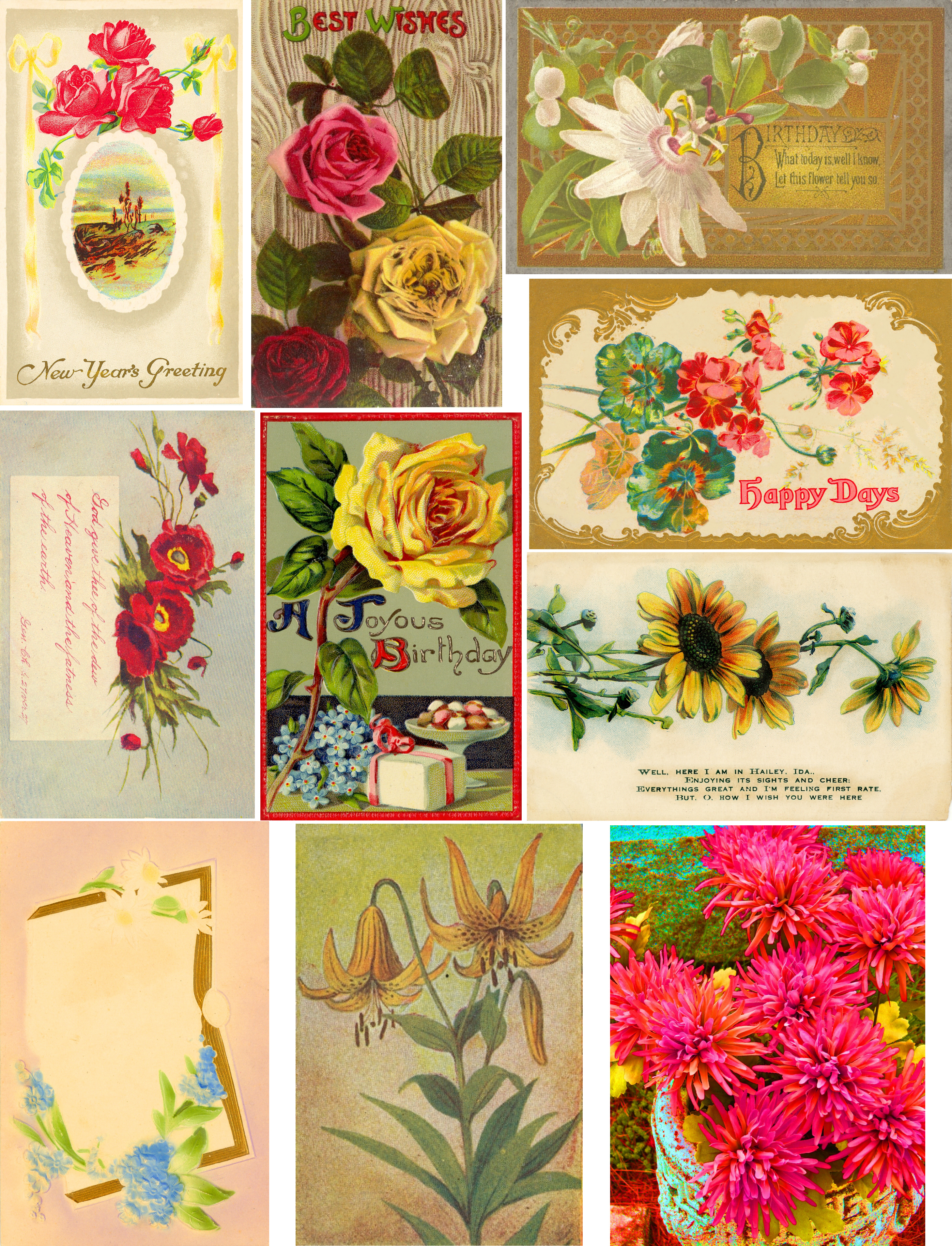 Free Collage Sheetsart And Imagesbykim: Free: Floral Postcards - Free Printable Digital Collage Sheets