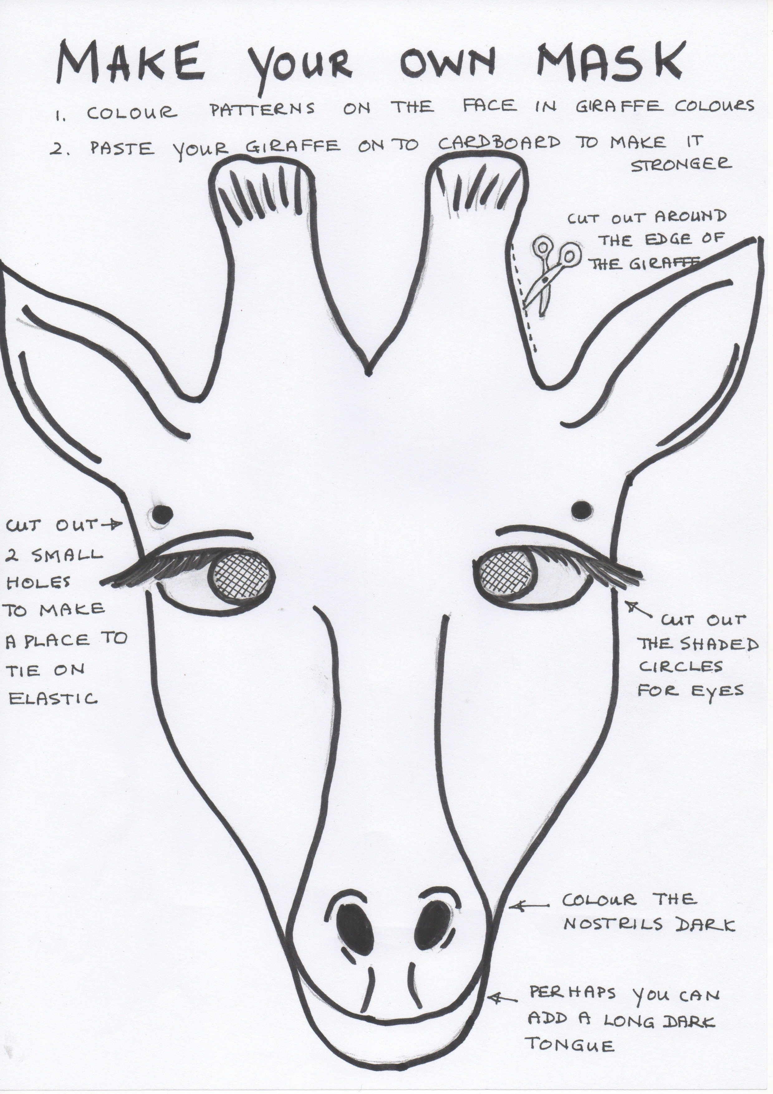 Free Coloring Pages Download : Enchanting African Mask Template - Giraffe Mask Template Printable Free