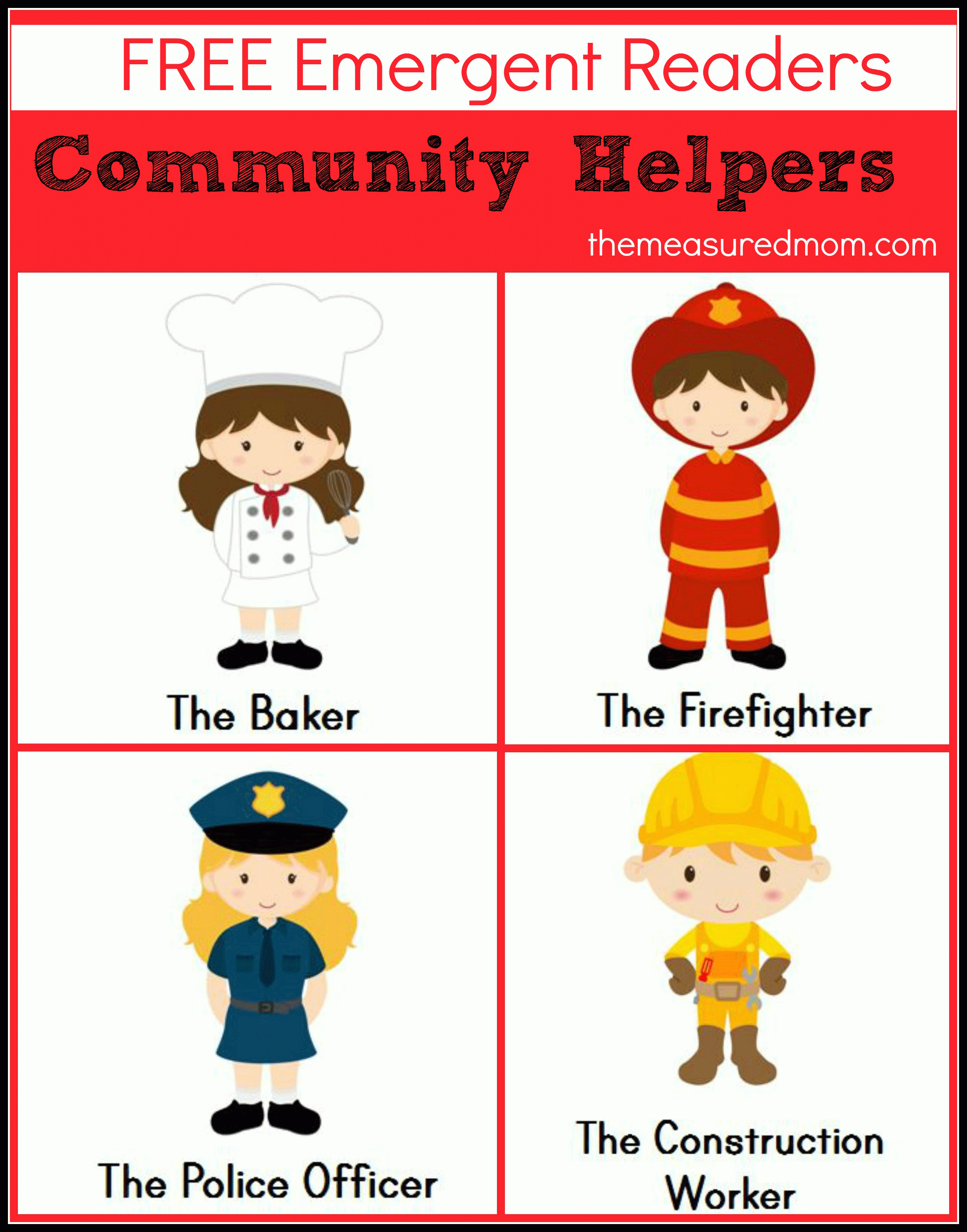 Free Community Helpers Emergent Readers - The Measured Mom - Free Printable Decodable Books For Kindergarten