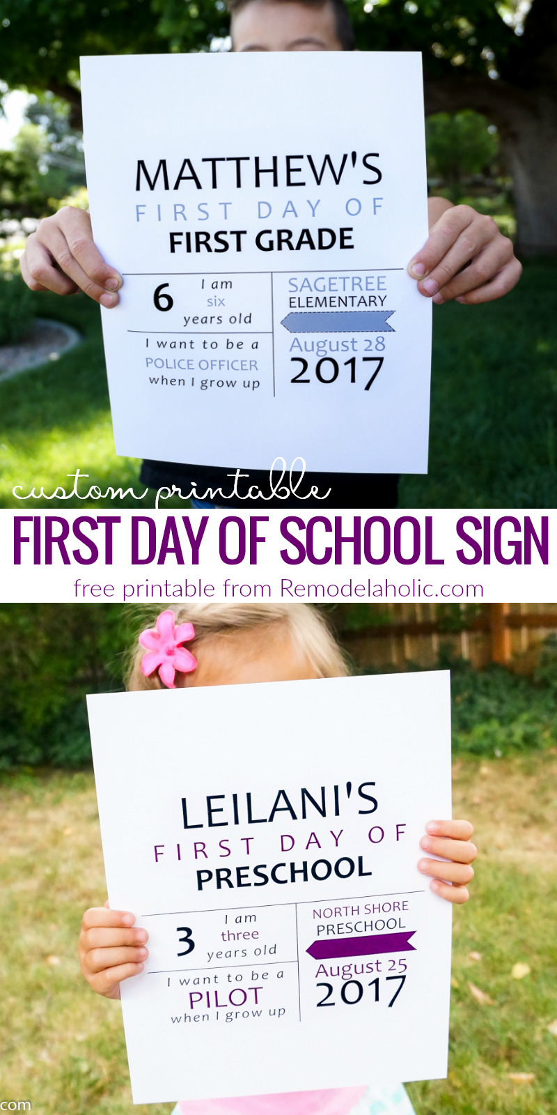 Free Custom Printable First Day Of School Sign + 3 More Printable - Free Printable Custom Signs