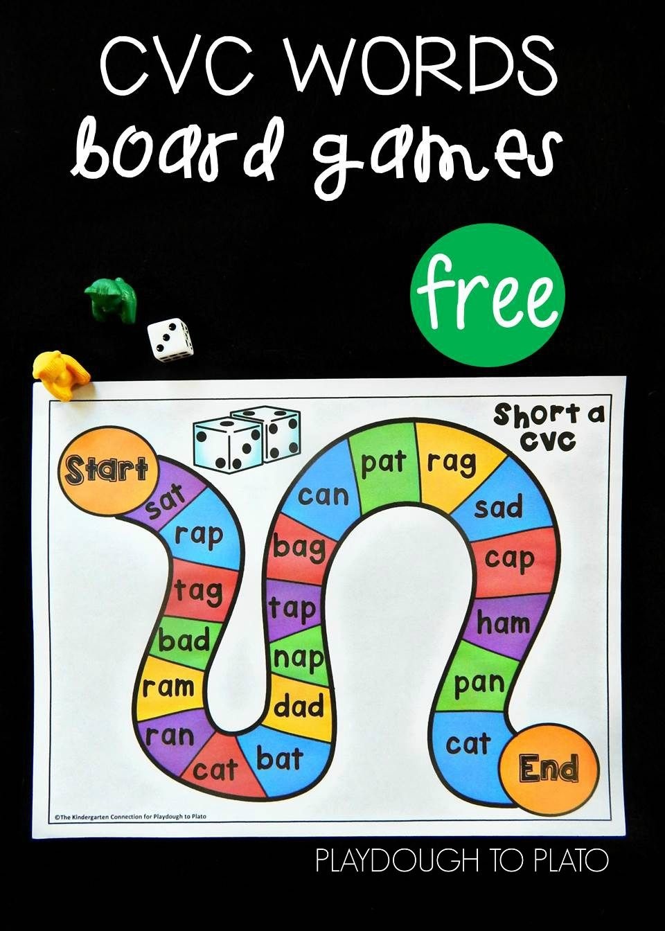 Free Cvc Word Board Games | Kindergarten Literacy Centers | Word - Free Printable Word Family Games