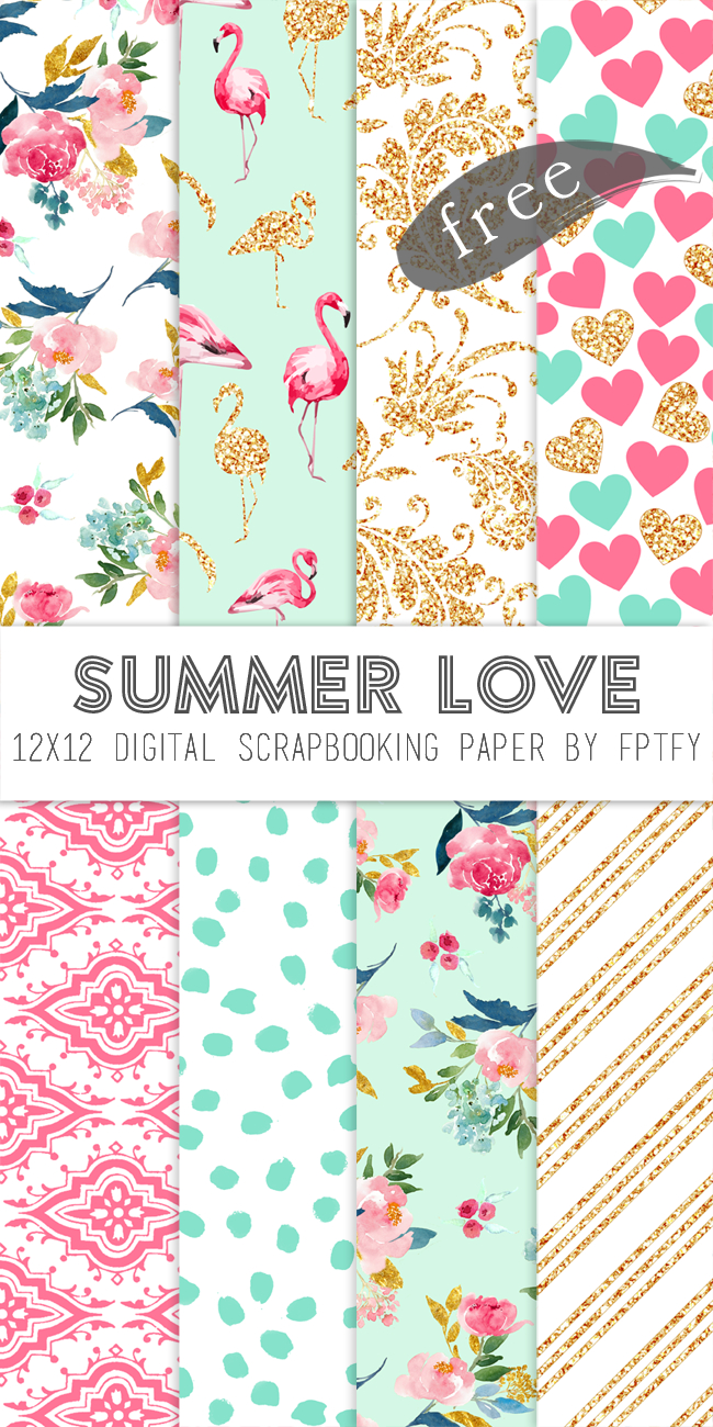 Free Digital Scrapbook Paper-Summer Love | Project Life--Digital - Free Printable Scrapbook Paper