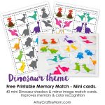 Free Dinosaur Match Game | Kids Craft Stars | Memory Games For Kids   Free Printable Matching Cards