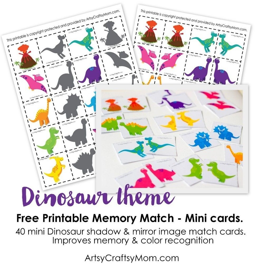 Free Dinosaur Match Game | Kids Craft Stars | Memory Games For Kids - Free Printable Matching Cards