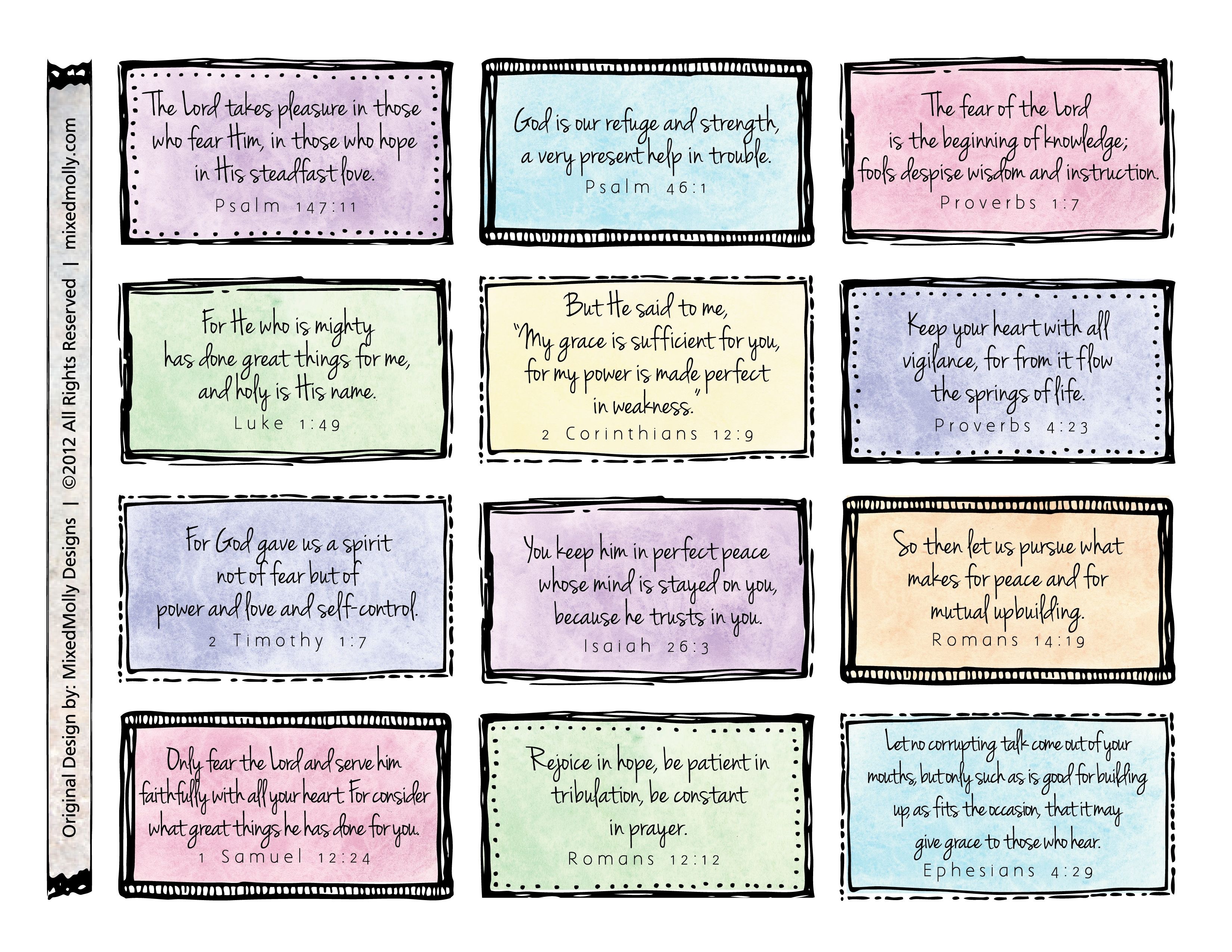 Bible Verse Free Printable Scripture Cards