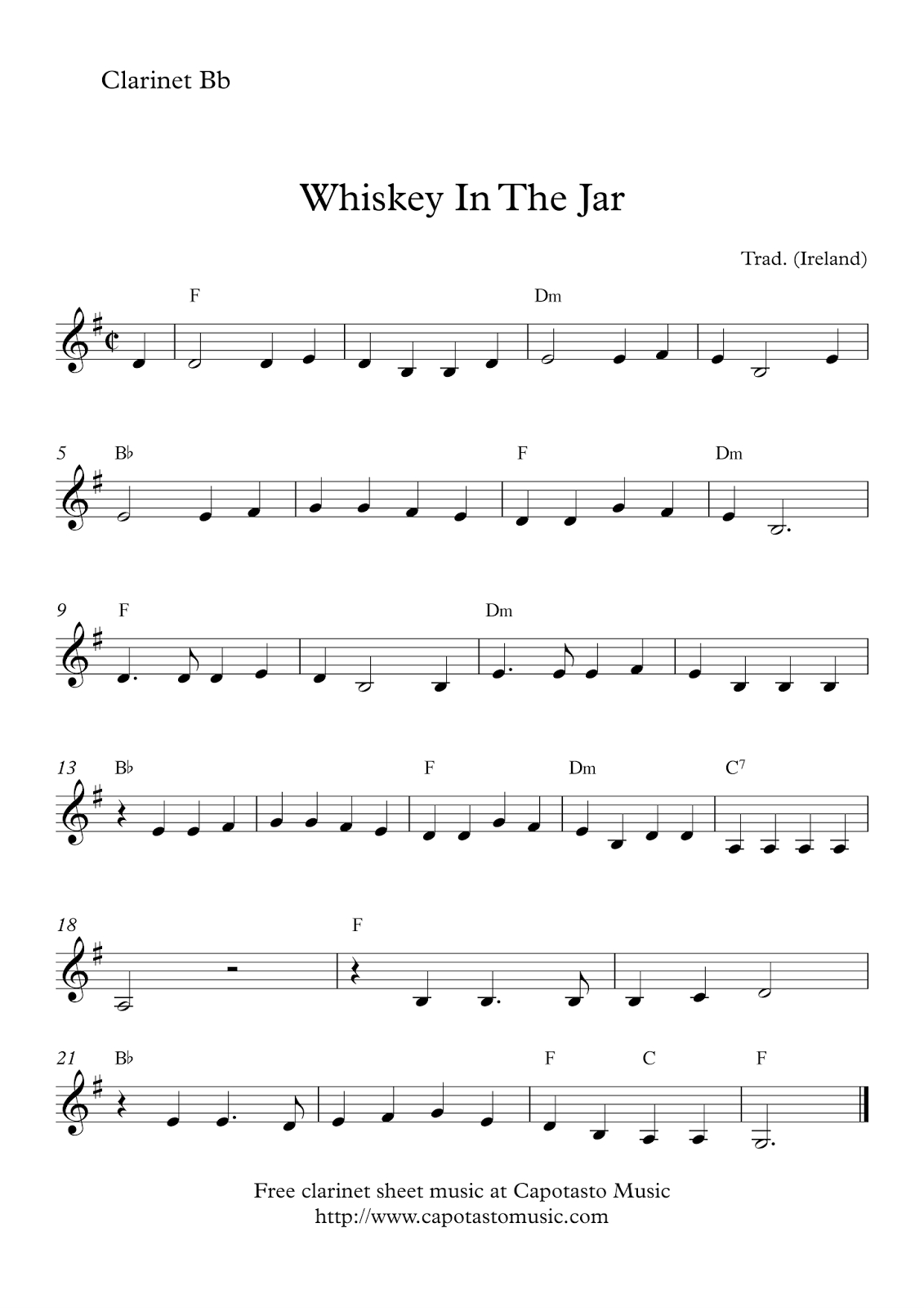 Free Easy Clarinet Sheet Music | Alouette - Free Printable Clarinet