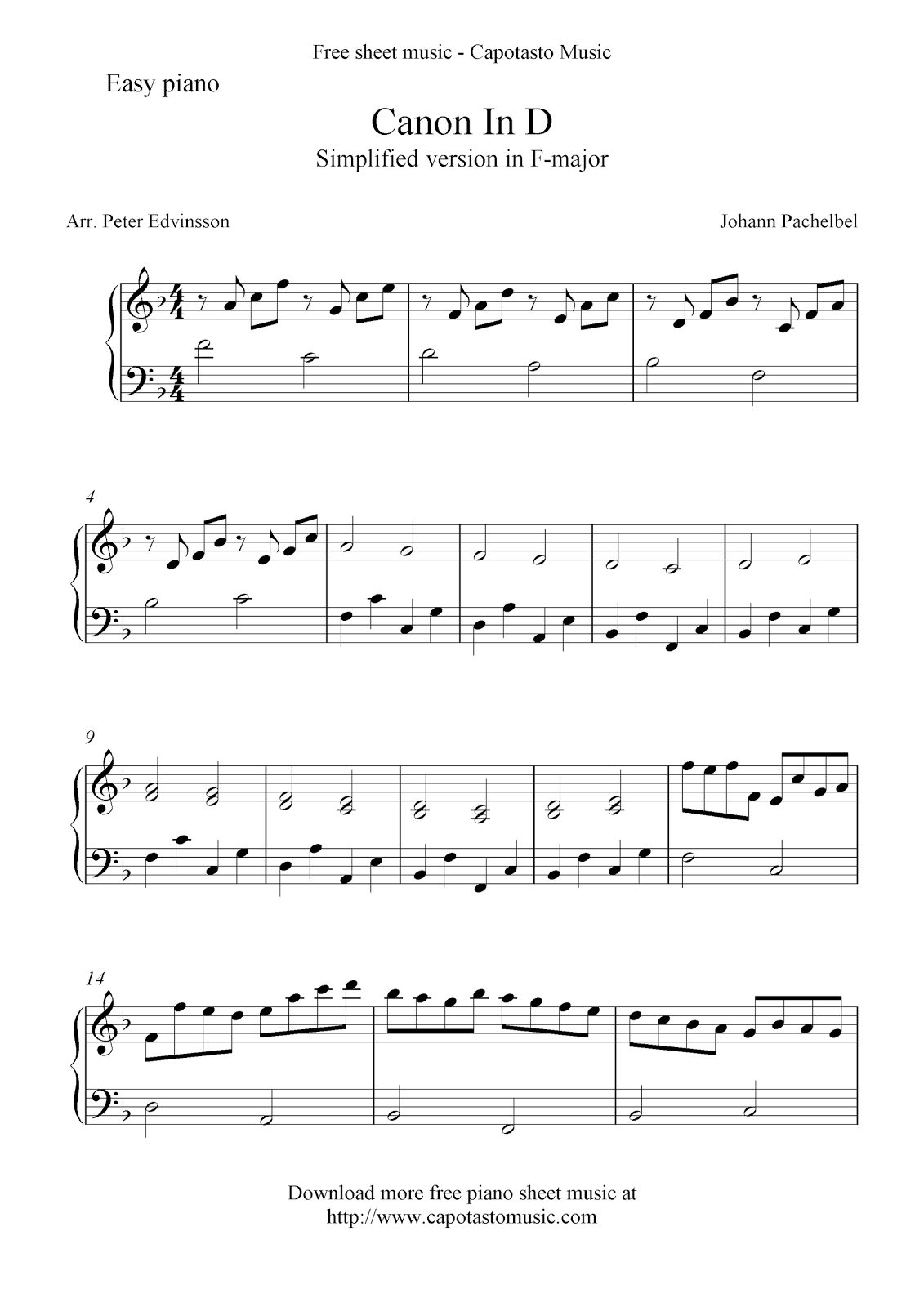 Free Easy Piano Sheet Music Solo. This Is A Simplified And Shortened - Free Piano Sheet Music Online Printable Popular Songs