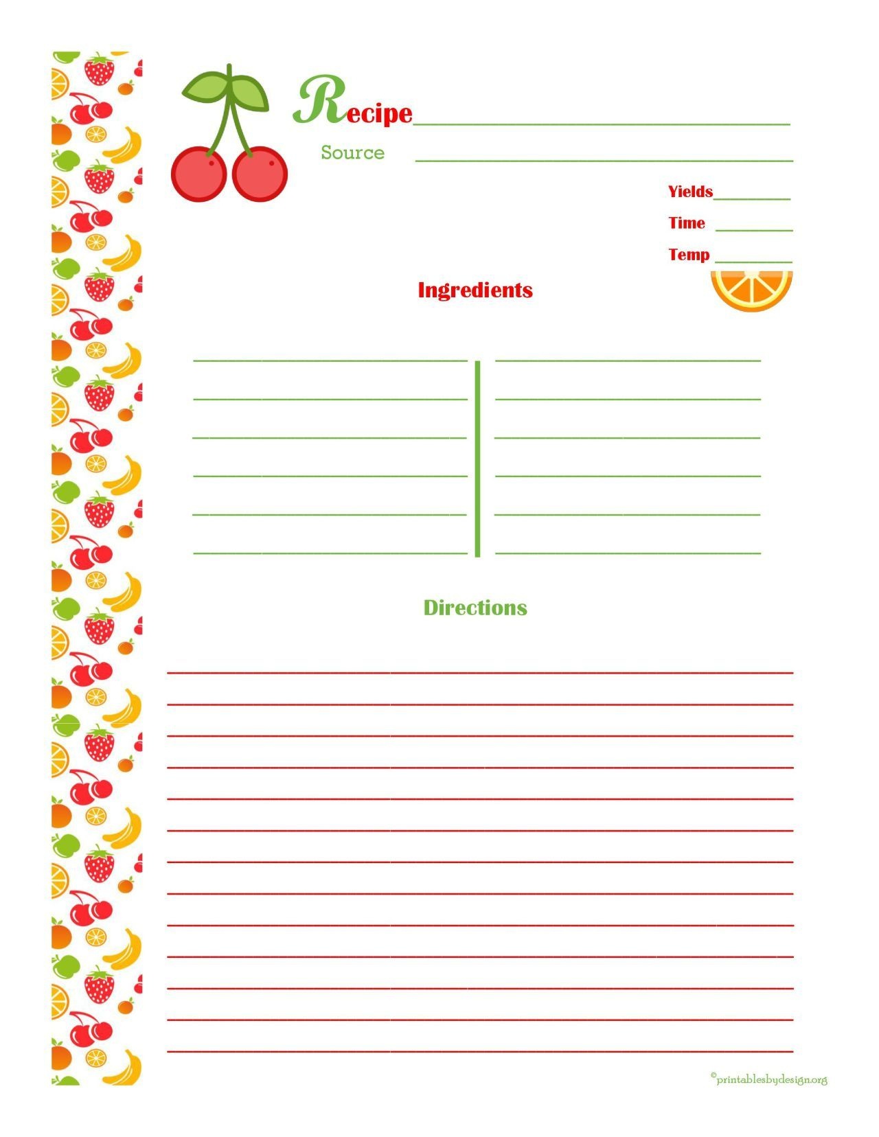 Free Editable Recipe Card Templates For Microsoft Word - Free - Free Printable Recipe Templates