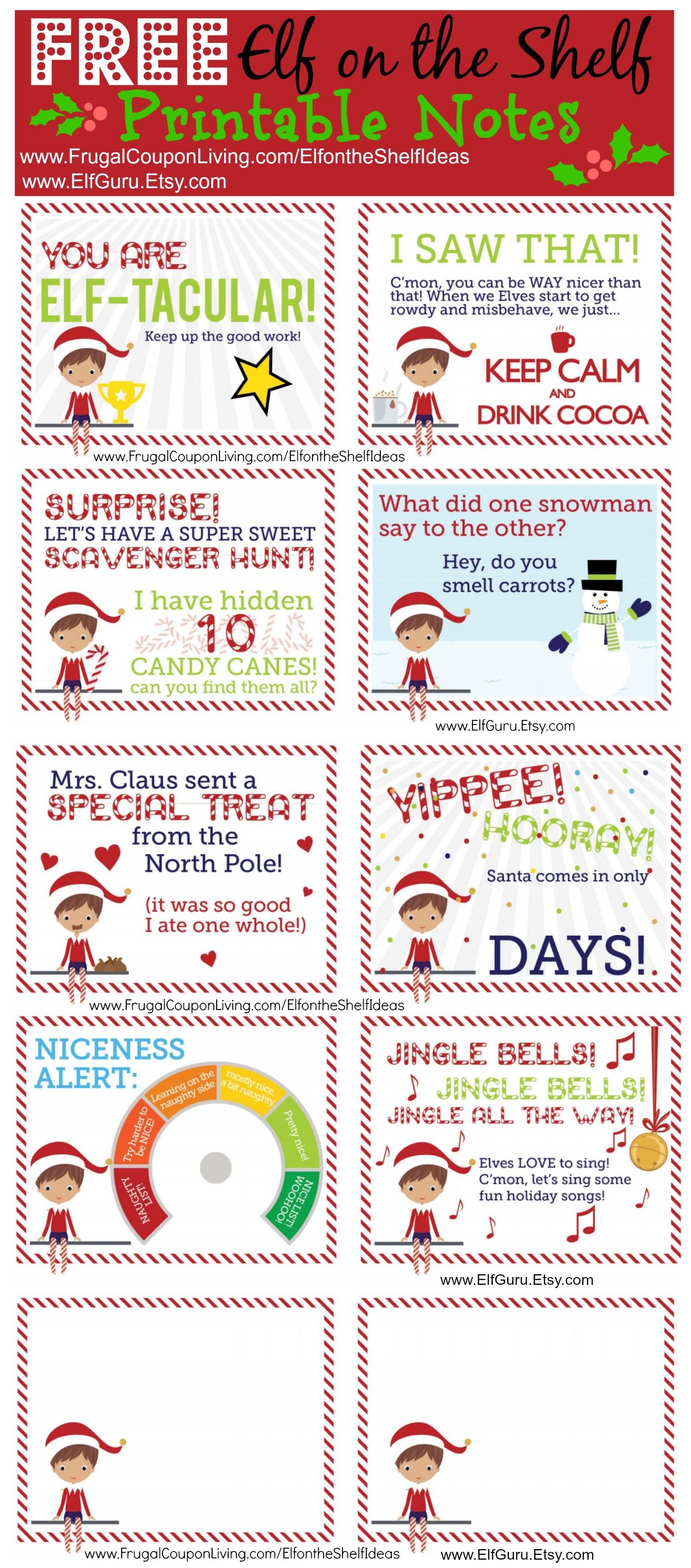 Free Elf On The Shelf Notes. | Holiday: Elf On The Shelf Ideas | Elf - Free Printable Elf On The Shelf Notes