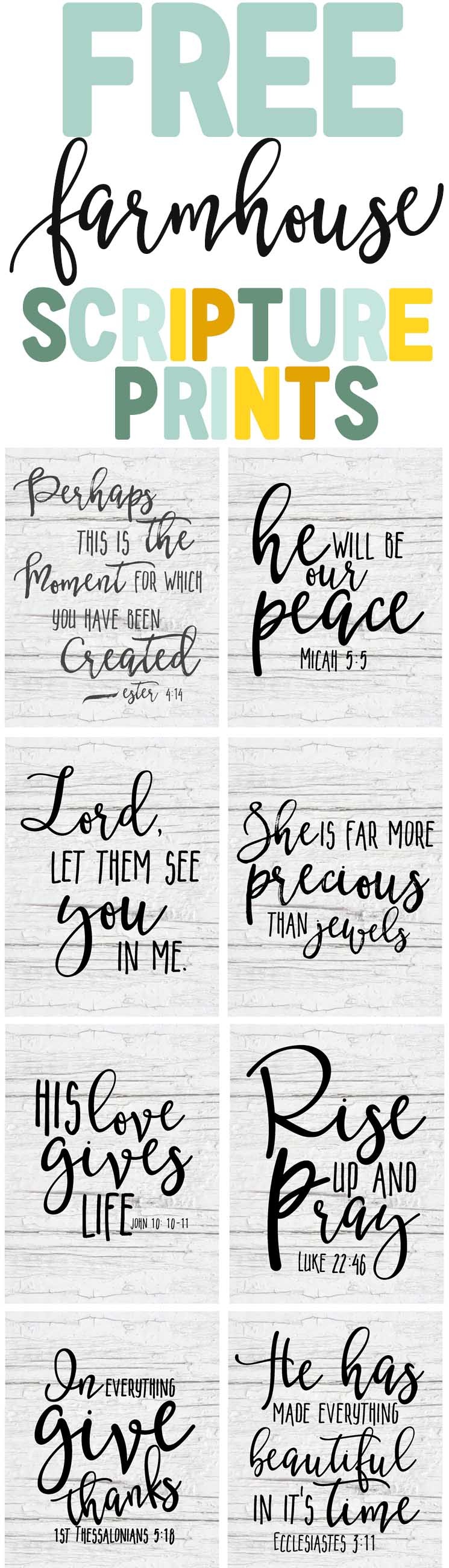 Free Farmhouse Scripture Printables - The Mountain View Cottage - Free Printable Bible Verses