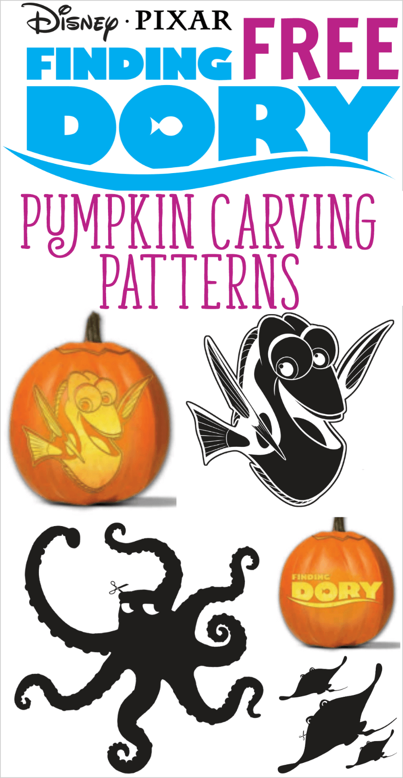 Free Finding Dory Pumpkin Carving Patterns To Print! | All Things - Free Pumpkin Carving Patterns Disney Printable