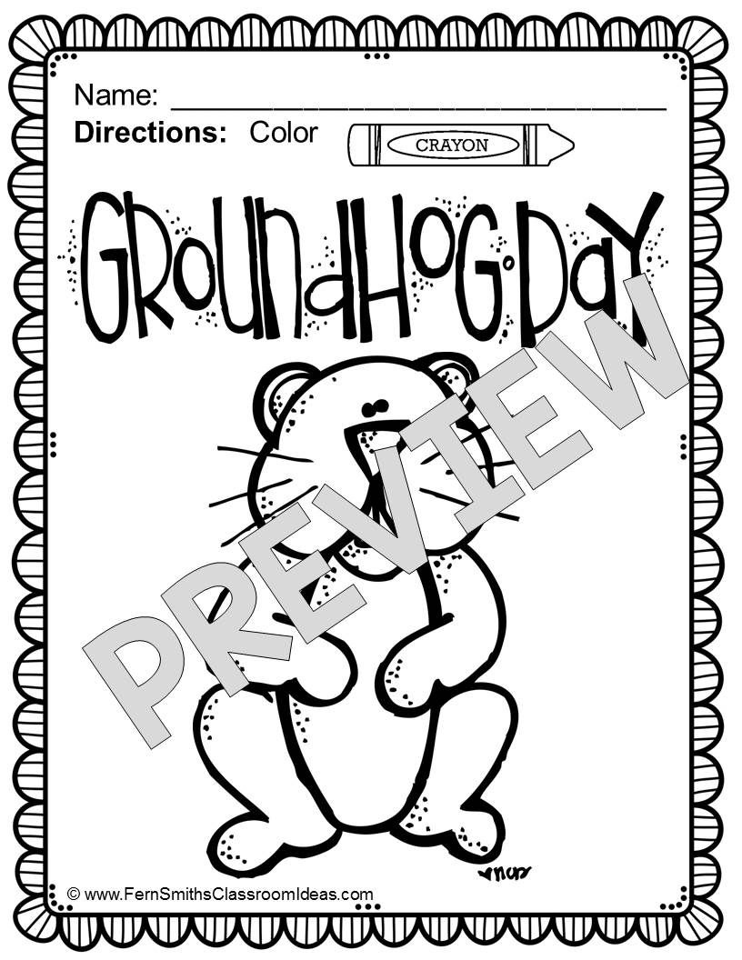 Free Groundhog Day Fun! One Color For Fun Printable Coloring Page - Free Printable Groundhog Day Booklet