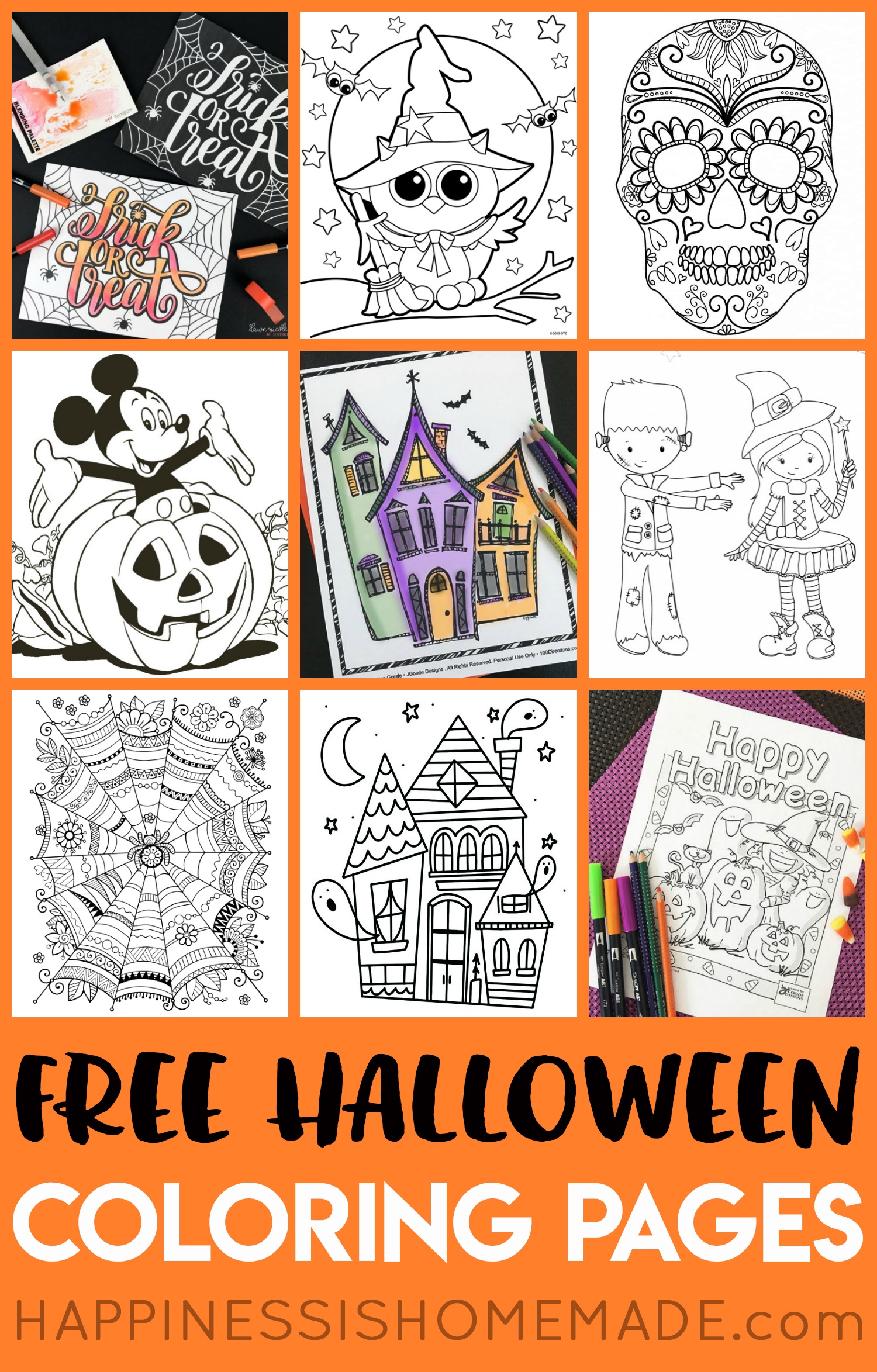 Free Halloween Coloring Pages For Adults &amp;amp; Kids - Happiness Is Homemade - Printable Halloween Cards To Color For Free