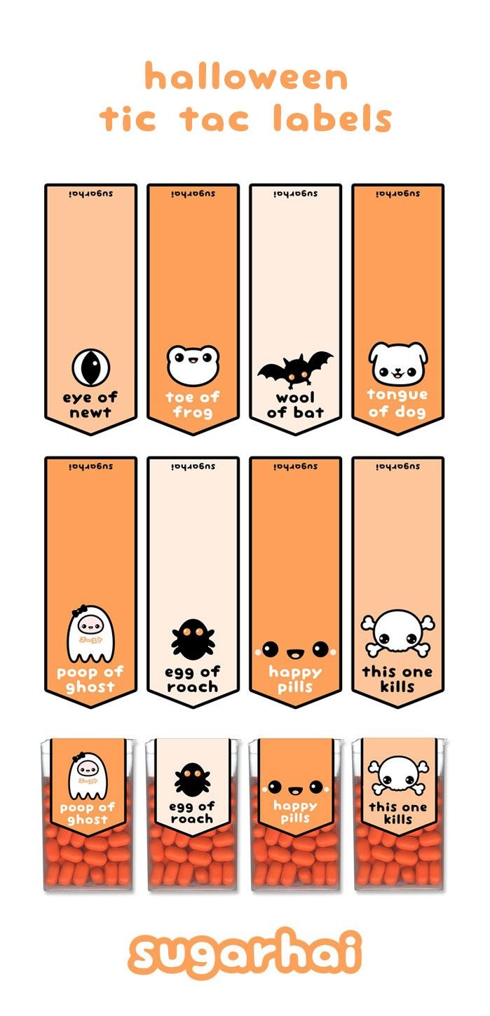 Free Halloween Printables | Halloween | Kawaii Halloween, Halloween - Free Printable Tic Tac Labels