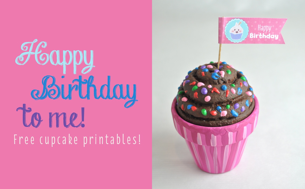 Free Happy Birthday Cupcake Topper Printable - Cupcake Flags Printable Free